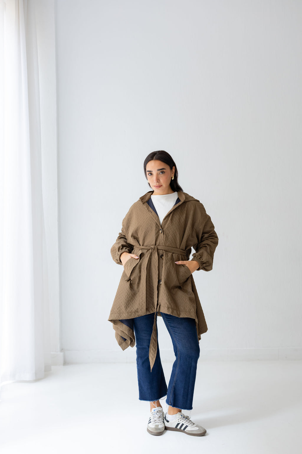 HIGH-LOW waterproof Jacket In brown