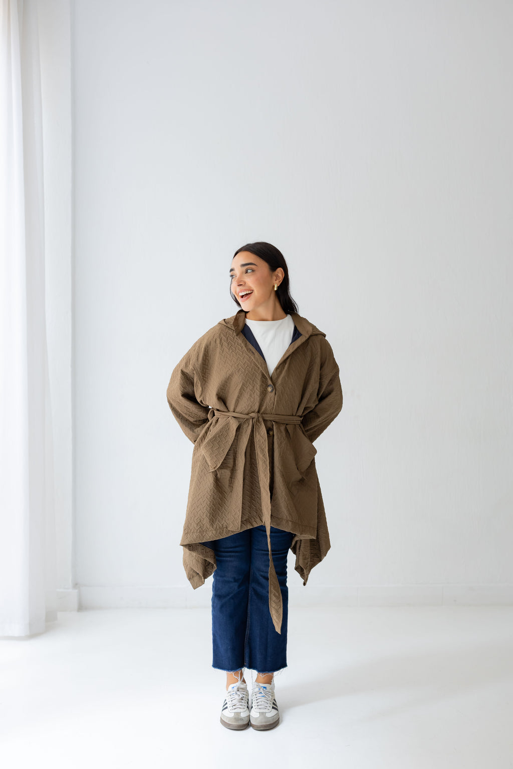 HIGH-LOW waterproof Jacket In brown