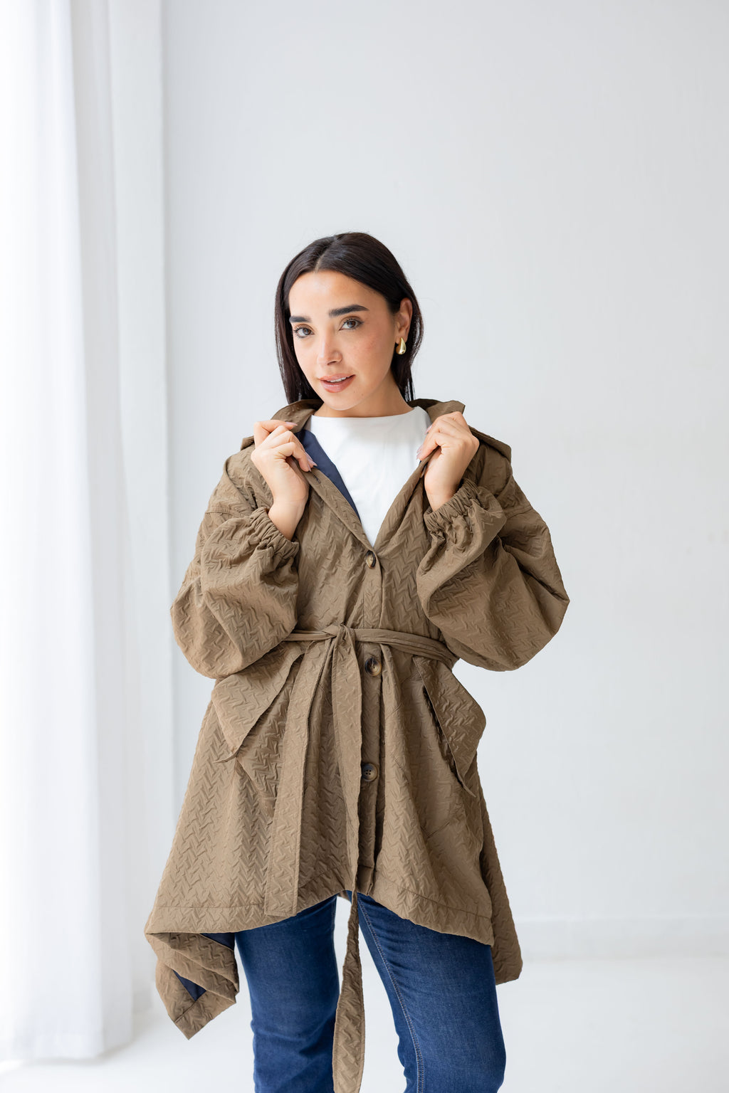 HIGH-LOW waterproof Jacket In brown