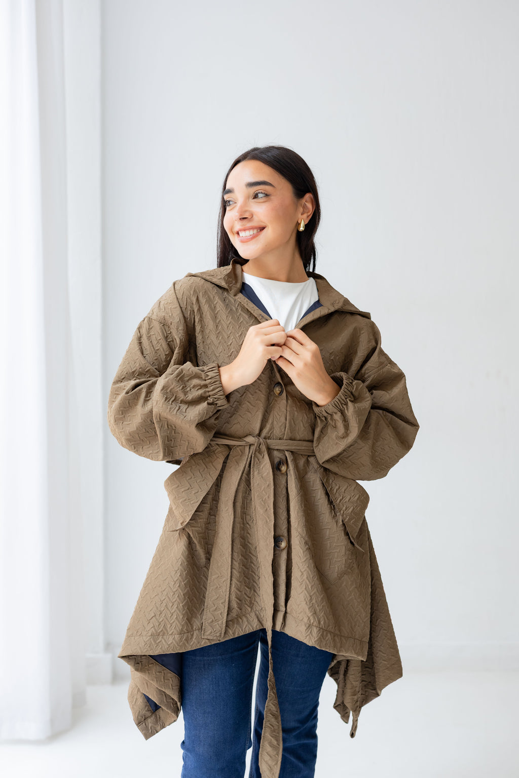HIGH-LOW waterproof Jacket In brown