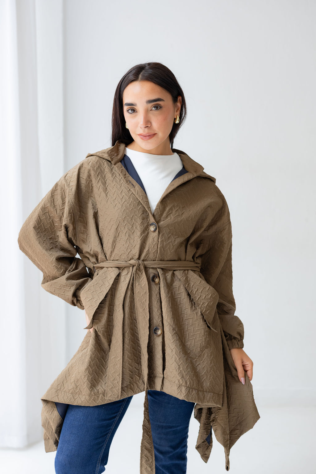 HIGH-LOW waterproof Jacket In brown