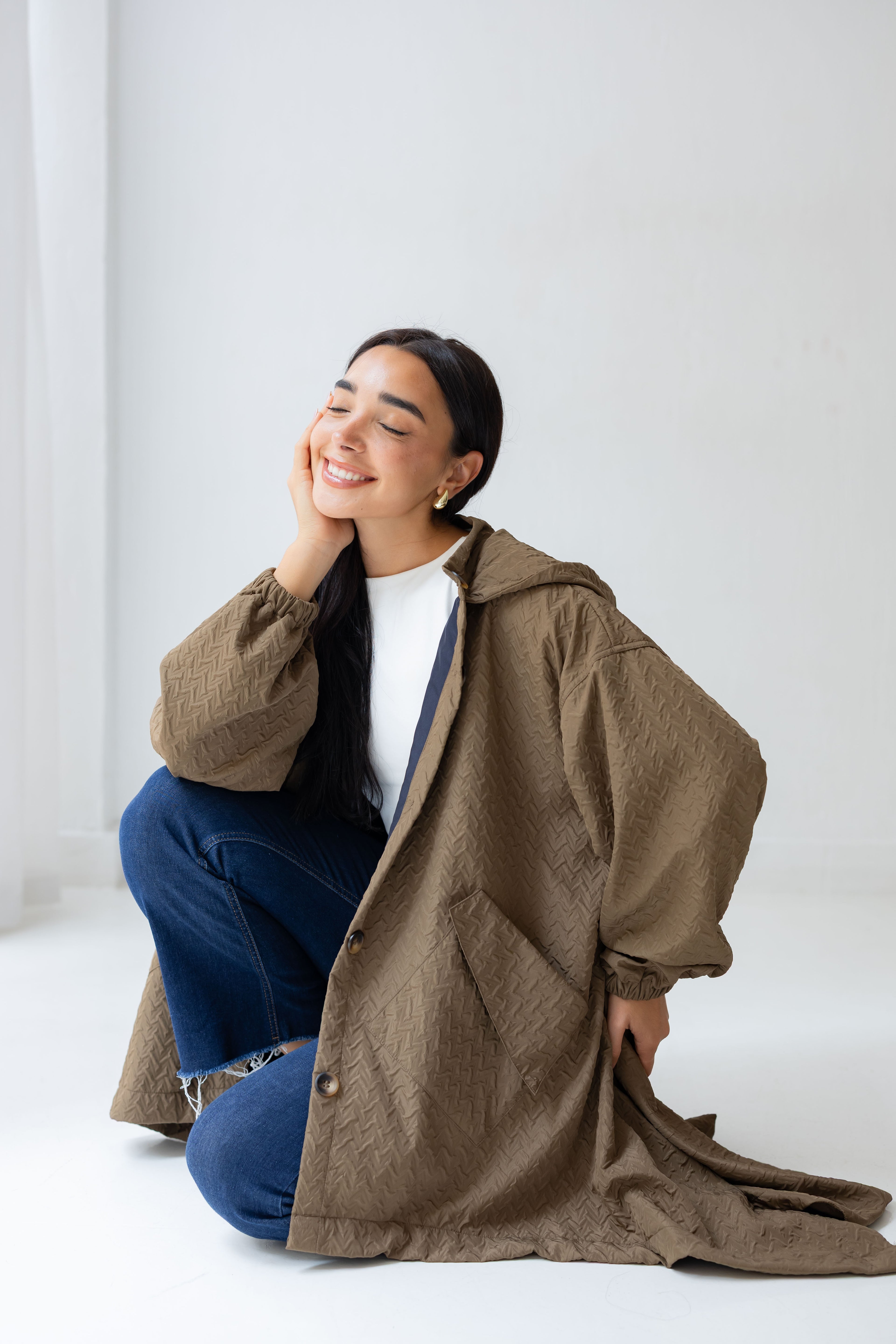 HIGH-LOW waterproof Jacket In brown