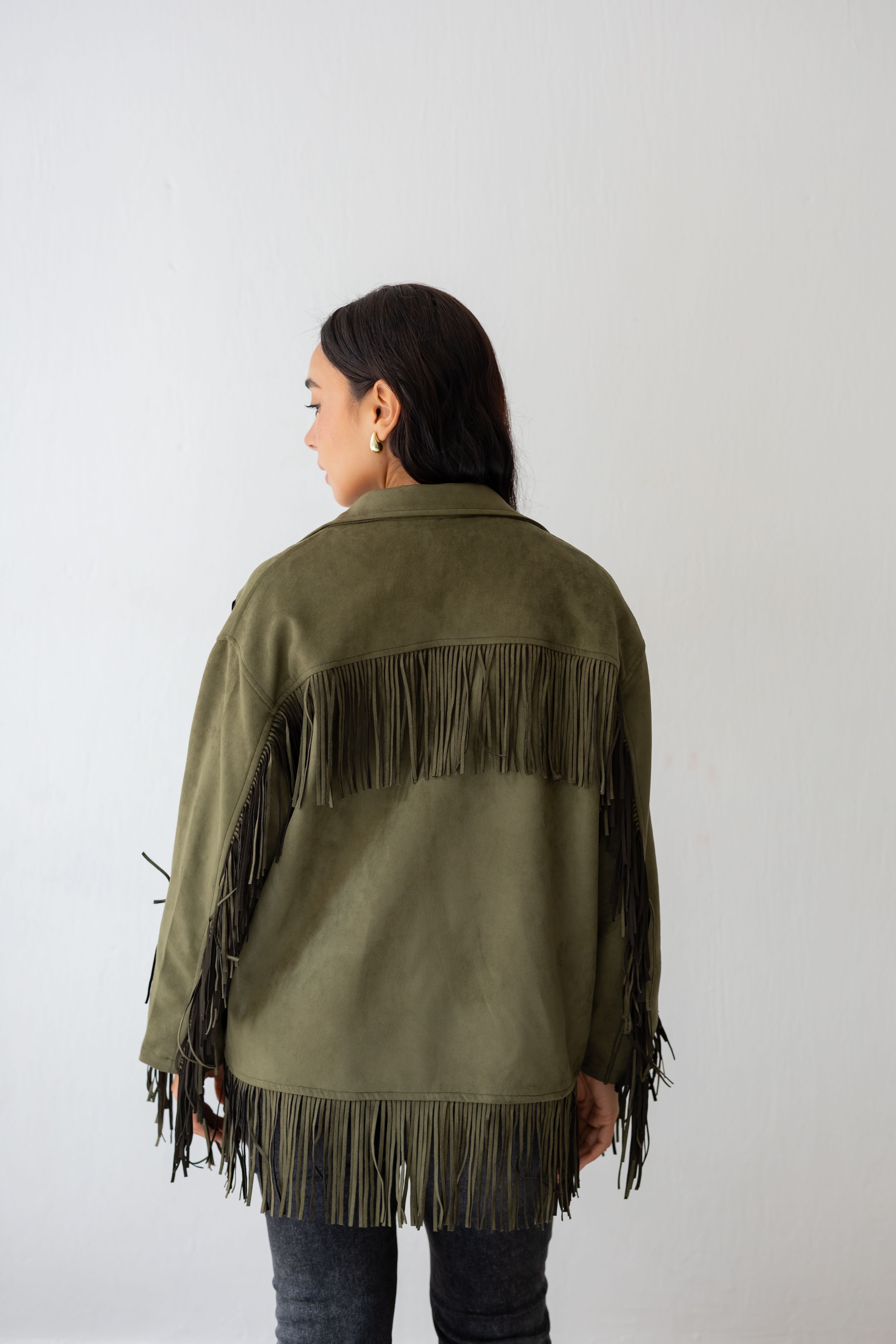 Fringy Tingy Jacket In olive