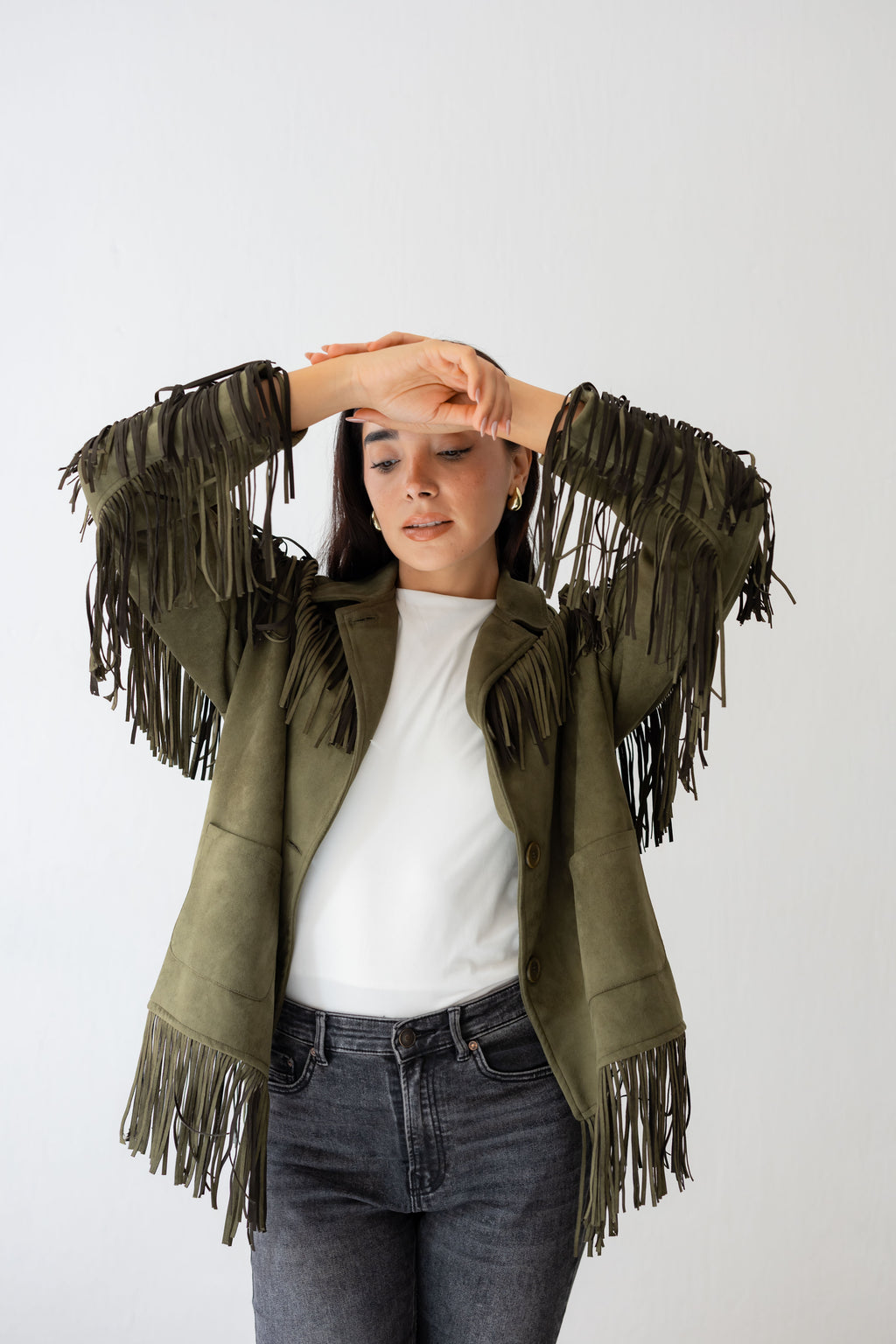 Fringy Tingy Jacket In olive