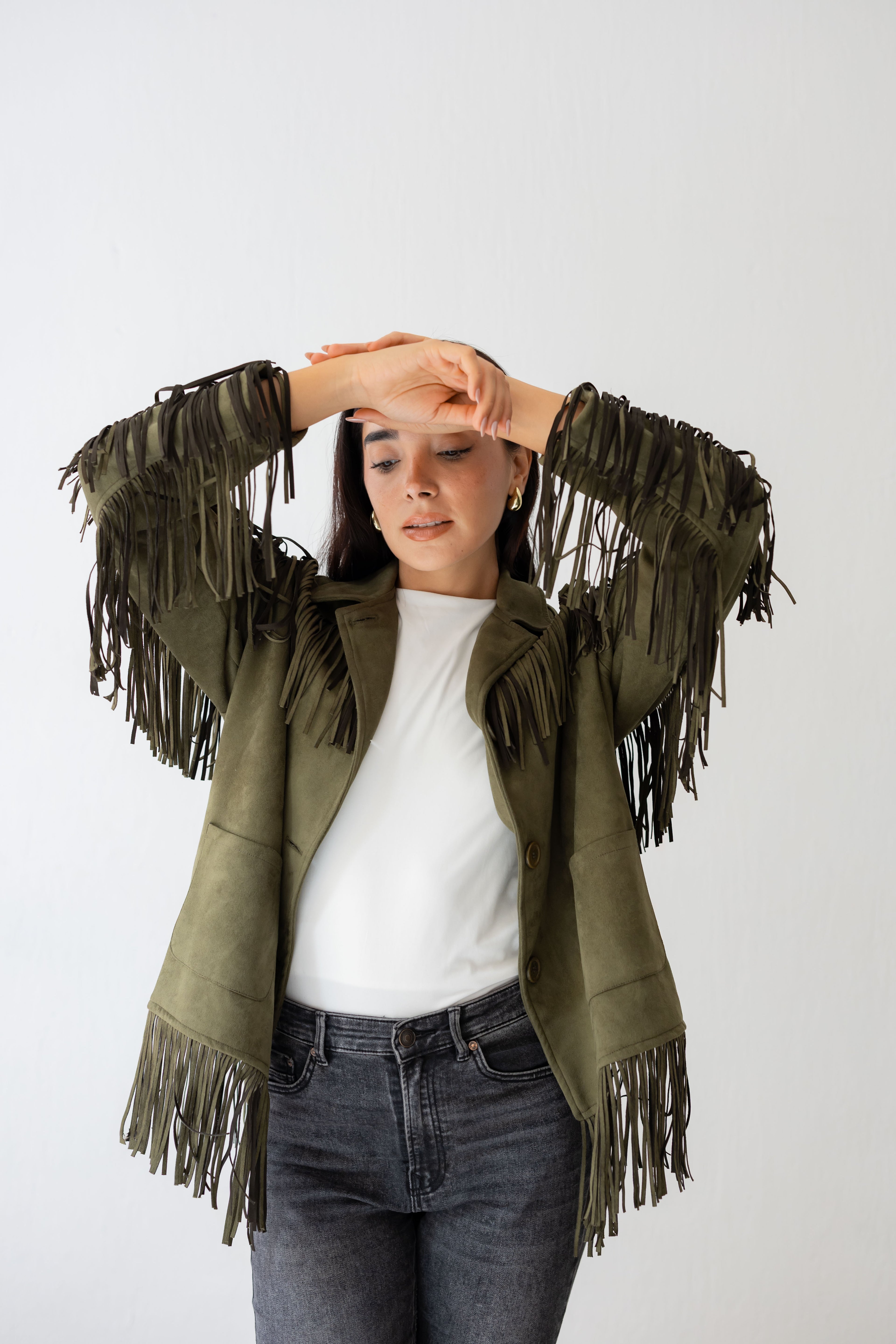 Fringy Tingy Jacket In olive