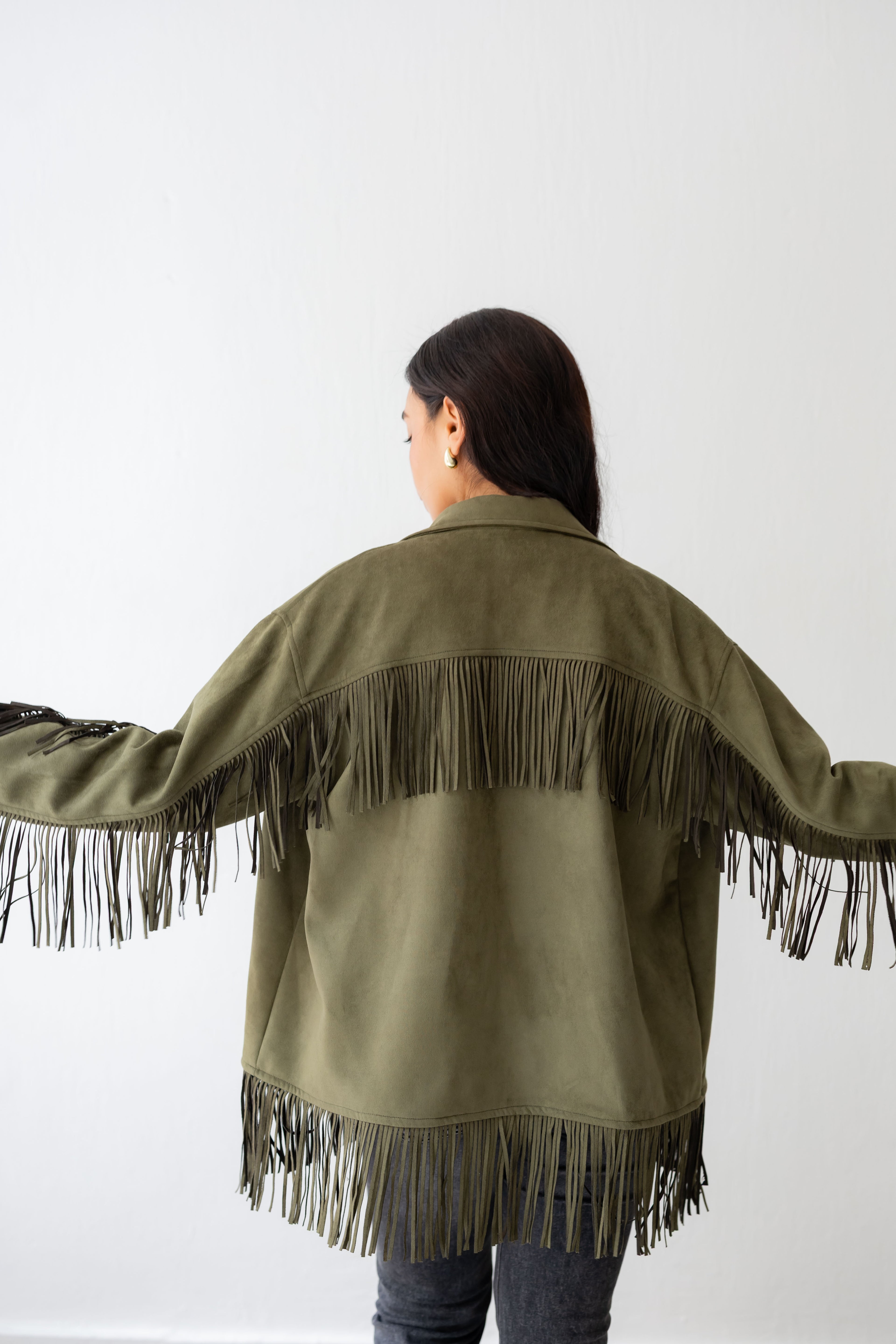 Fringy Tingy Jacket In olive