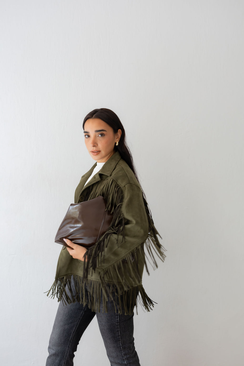 Fringy Tingy Jacket In olive