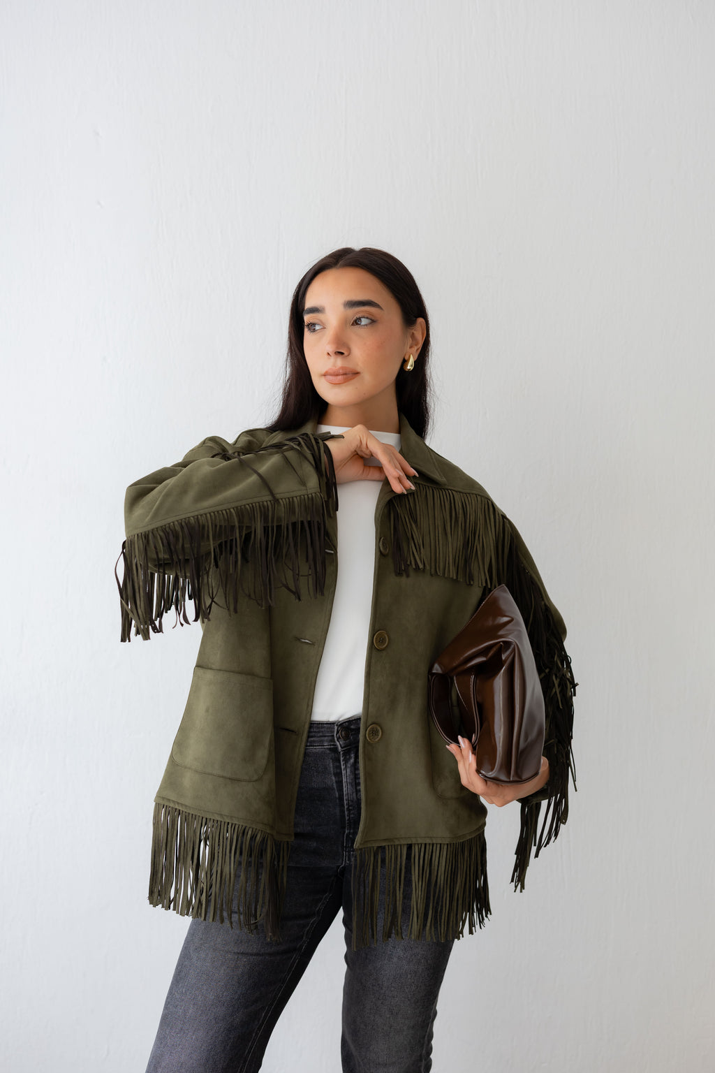Fringy Tingy Jacket In olive