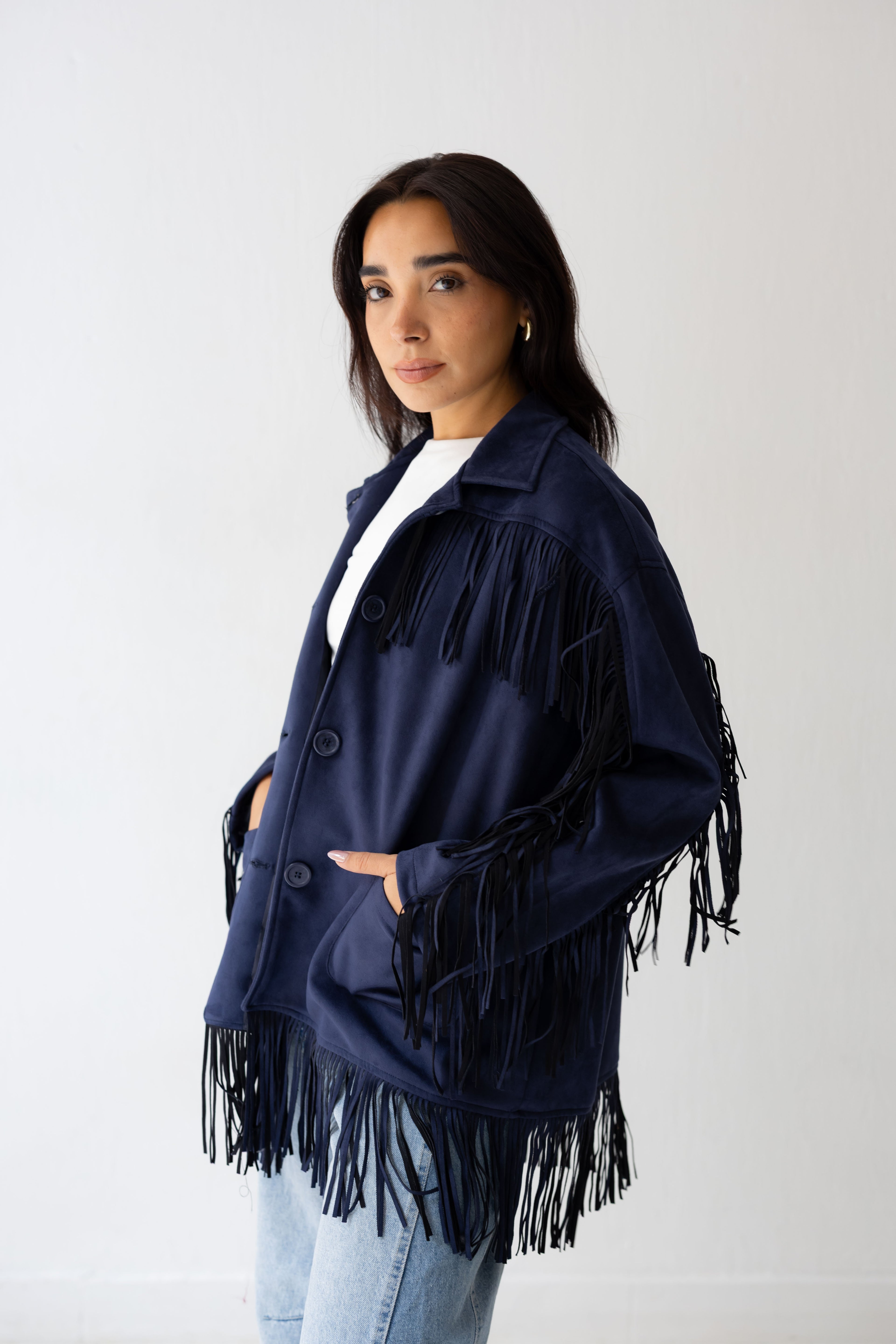 Fringy Tingy Jacket In blue