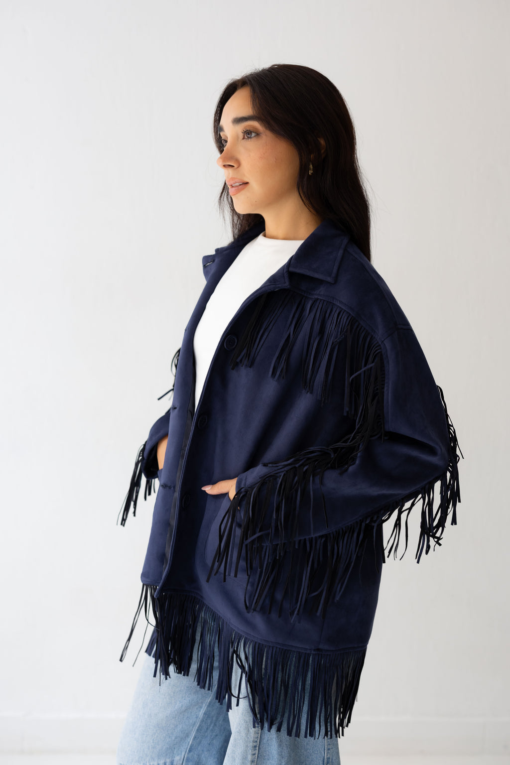 Fringy Tingy Jacket In blue