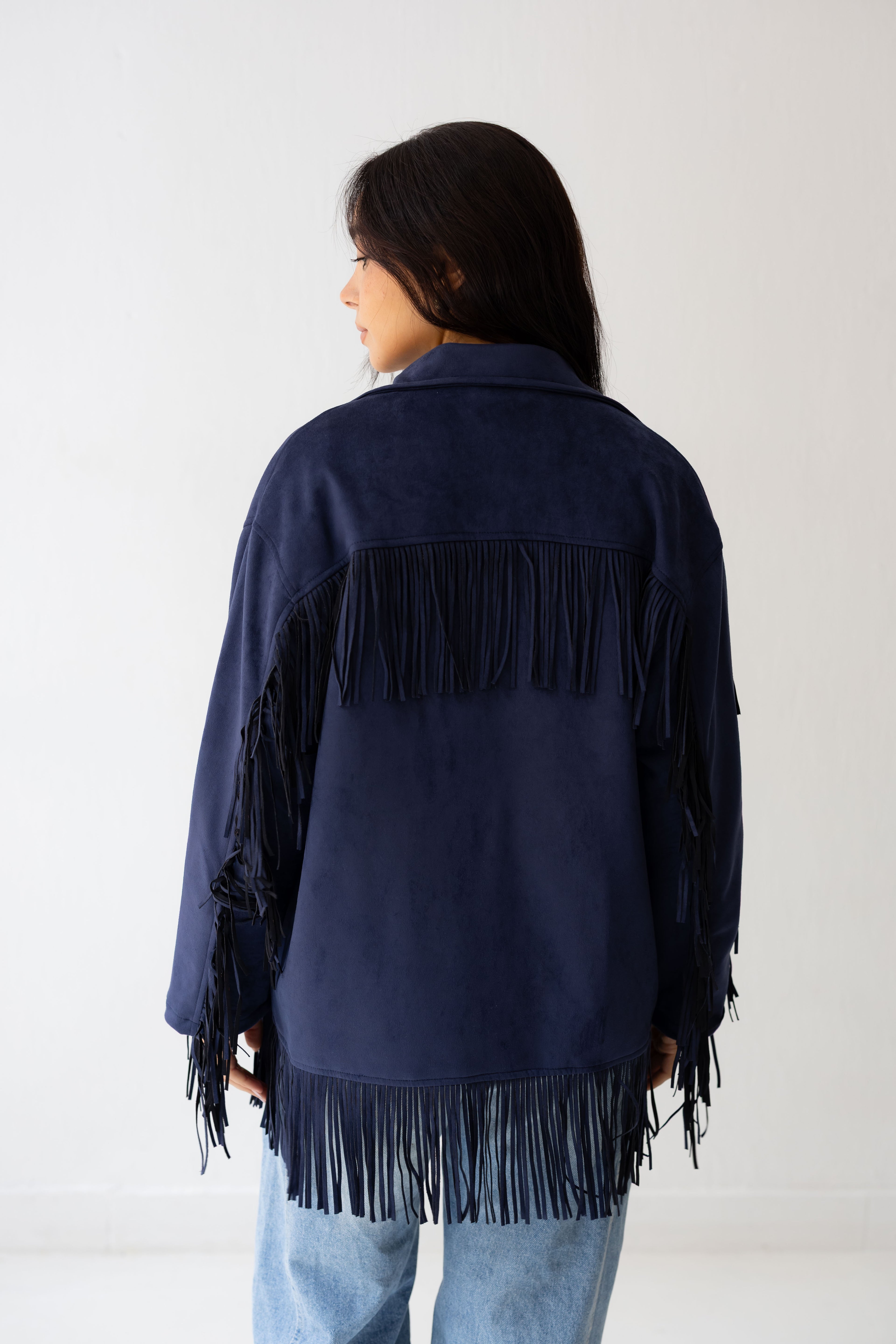 Fringy Tingy Jacket In blue