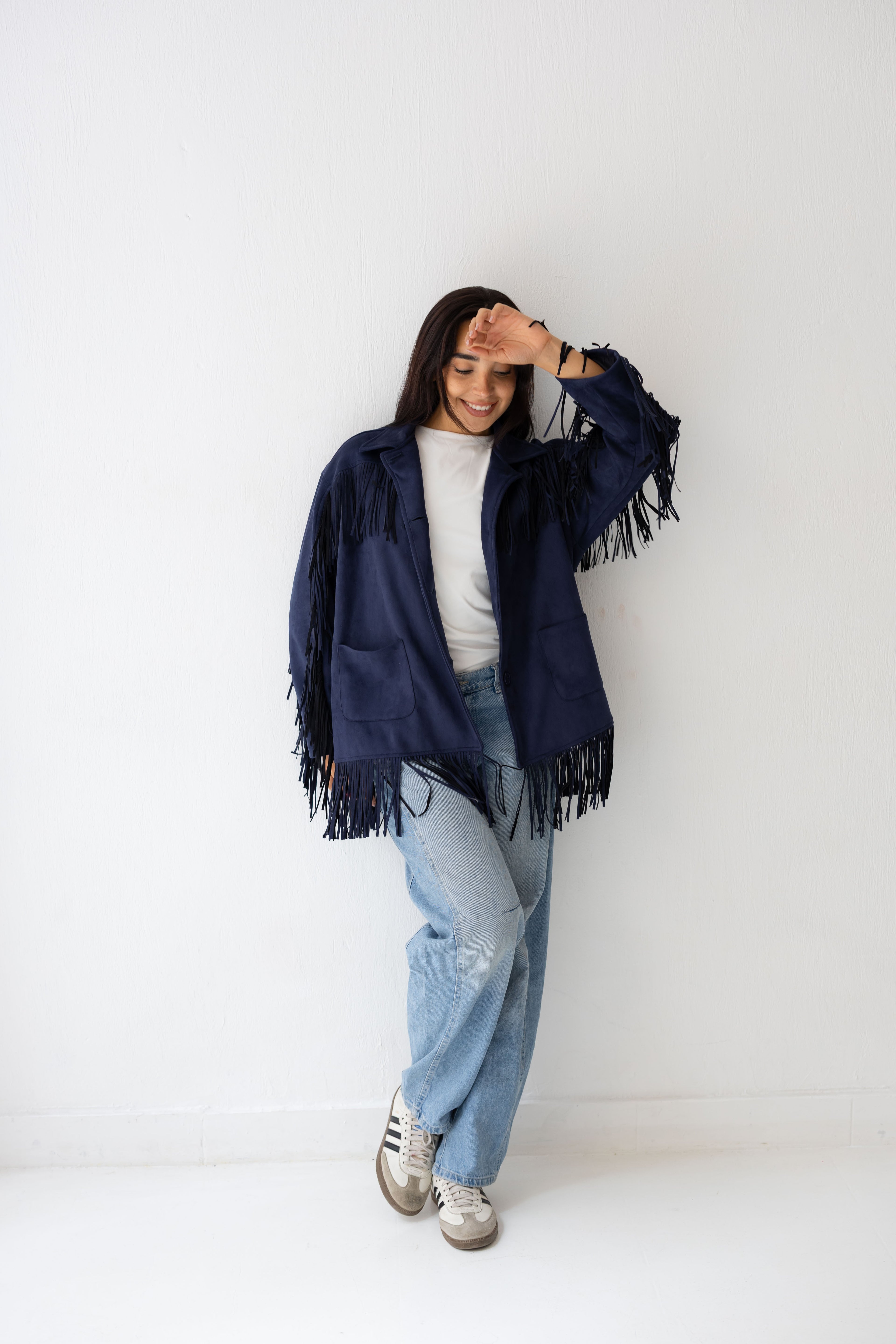 Fringy Tingy Jacket In blue