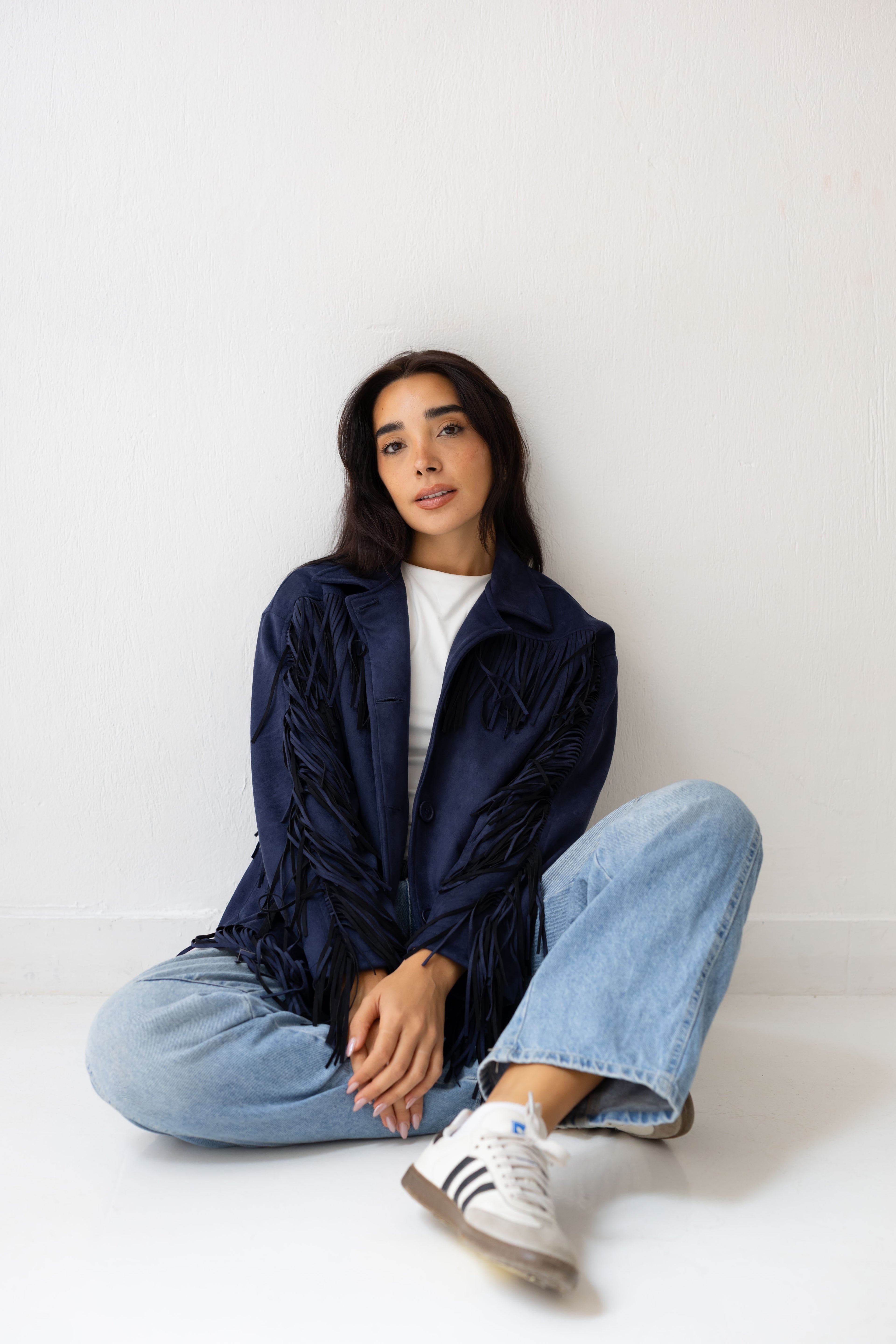 Fringy Tingy Jacket In blue