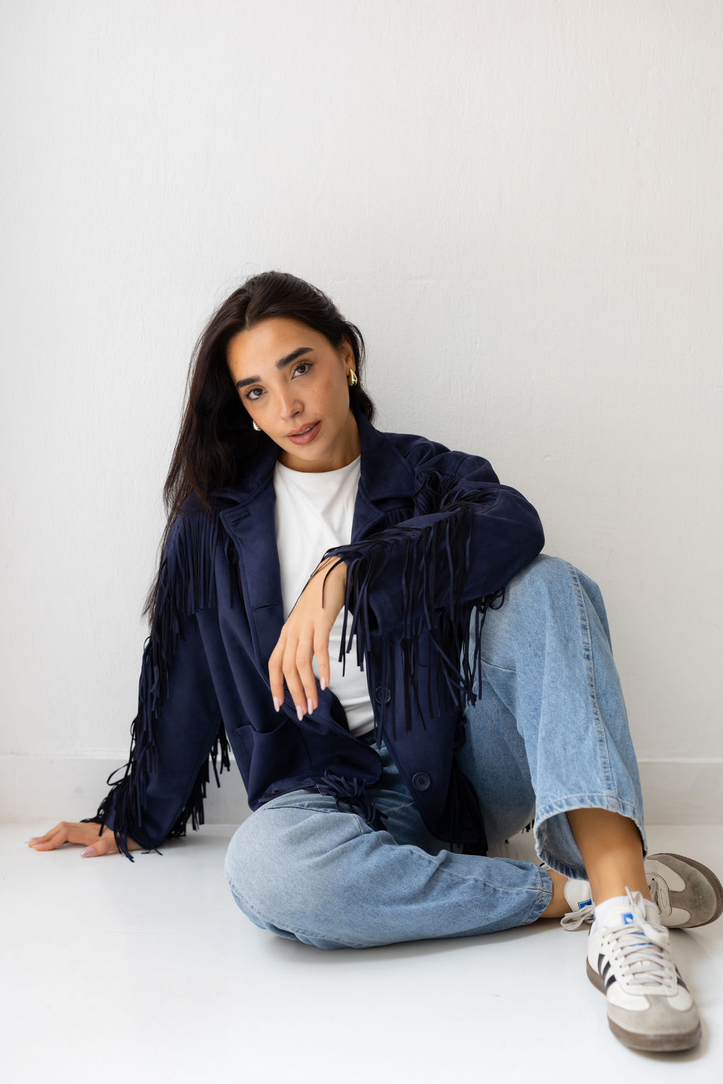 Fringy Tingy Jacket In blue