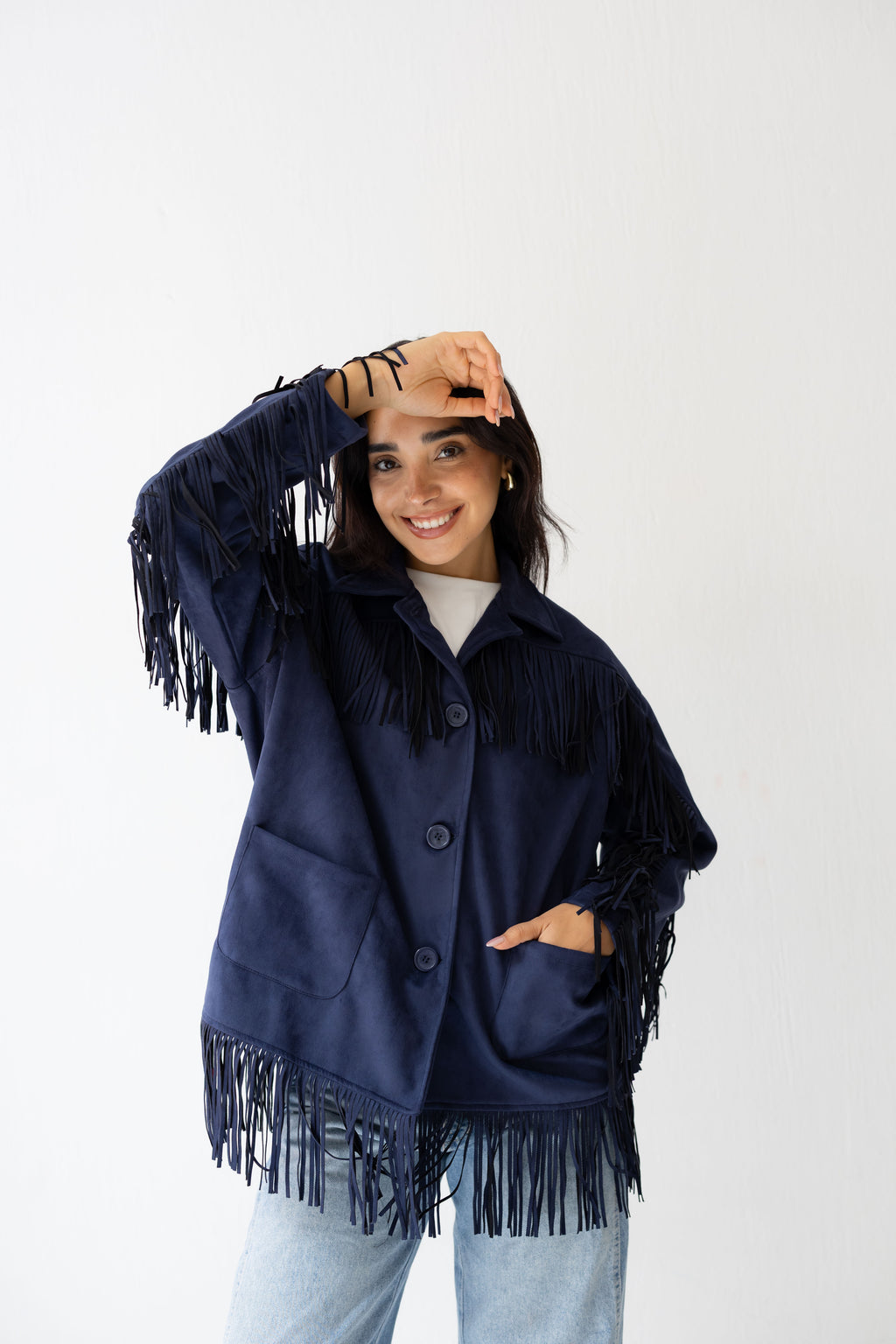 Fringy Tingy Jacket In blue