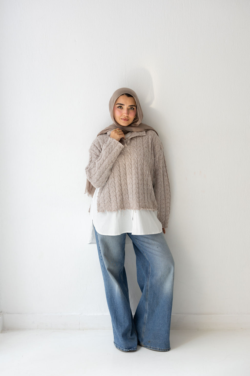 Un-Finished Pull-Chemise In beige