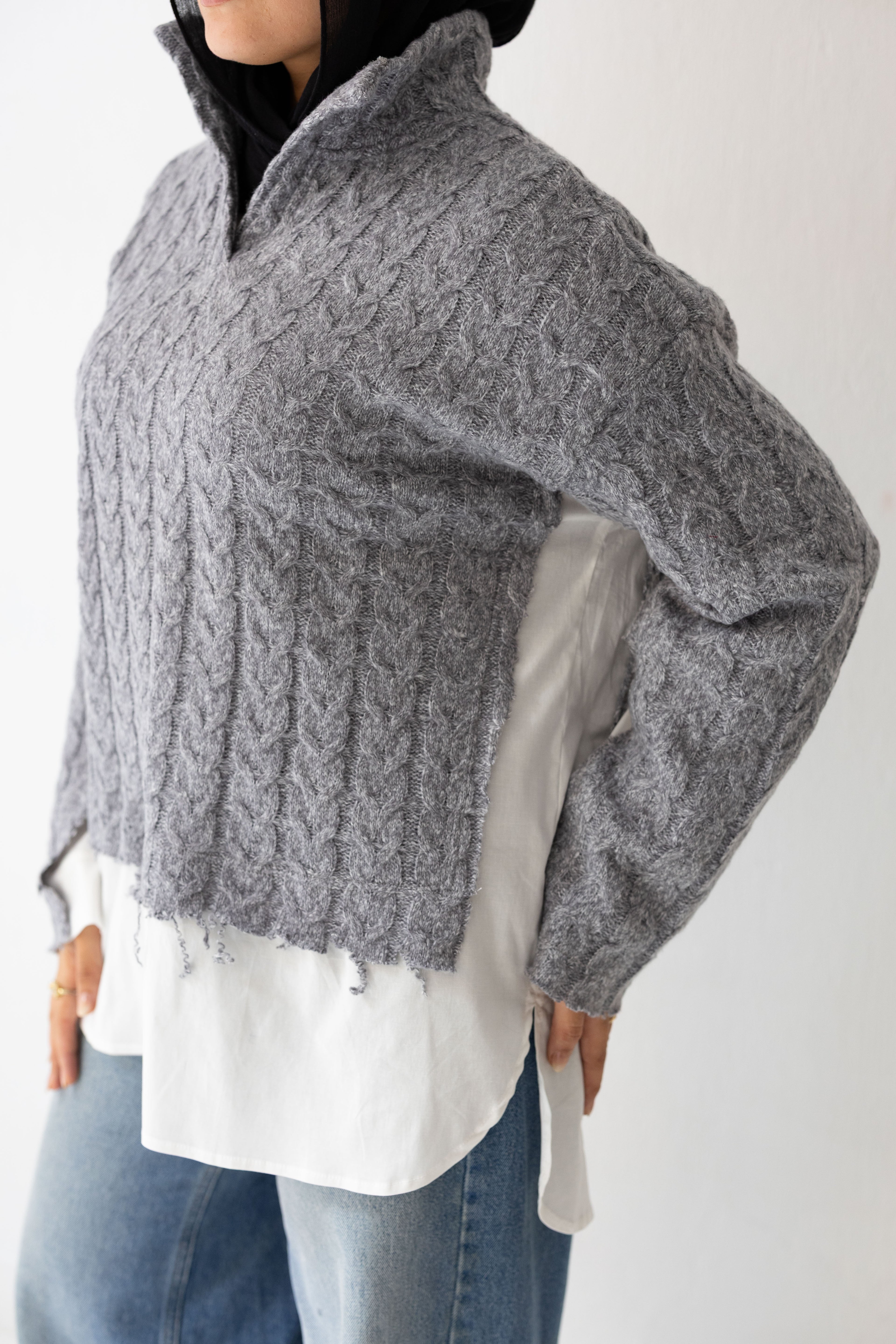 Un-Finished Pull-Chemise In grey