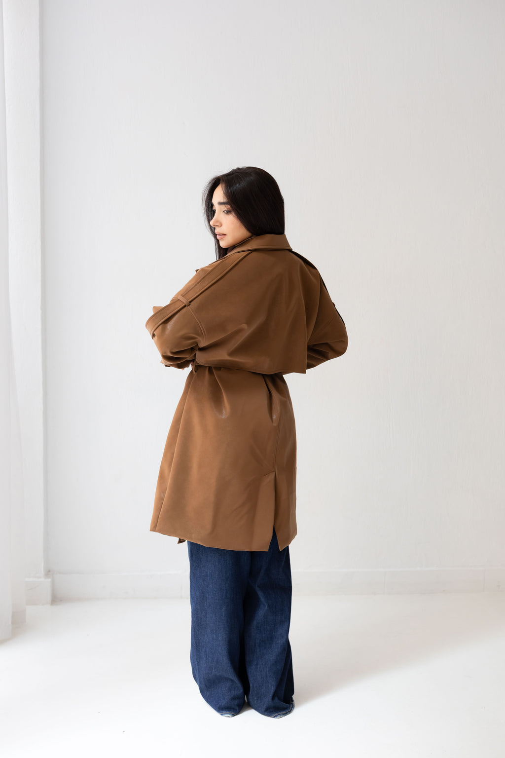 Long leather coat In brown