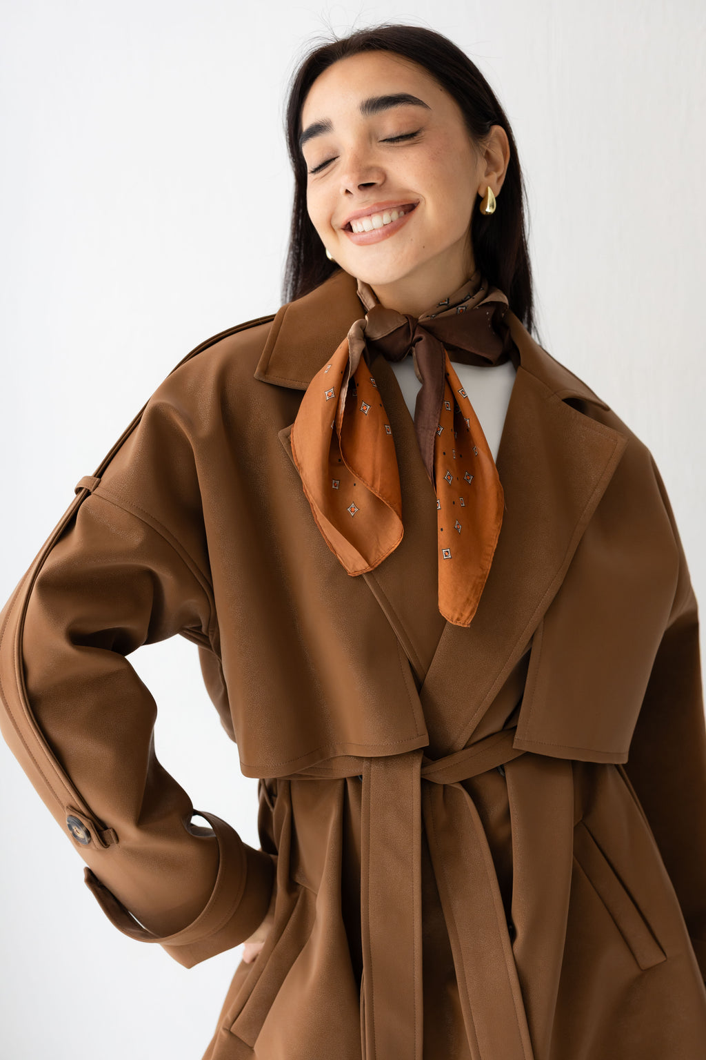 Long leather coat In brown