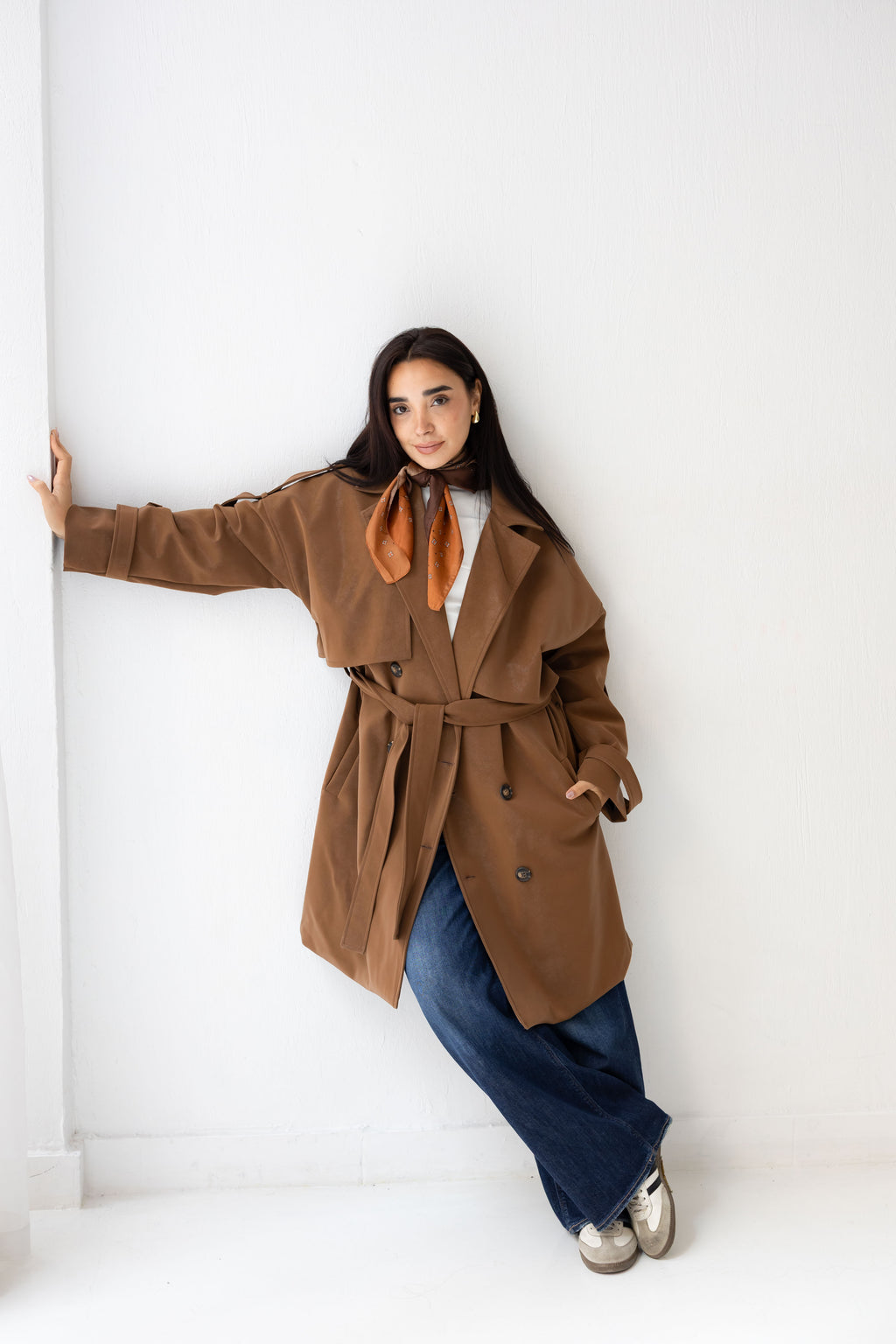 Long leather coat In brown