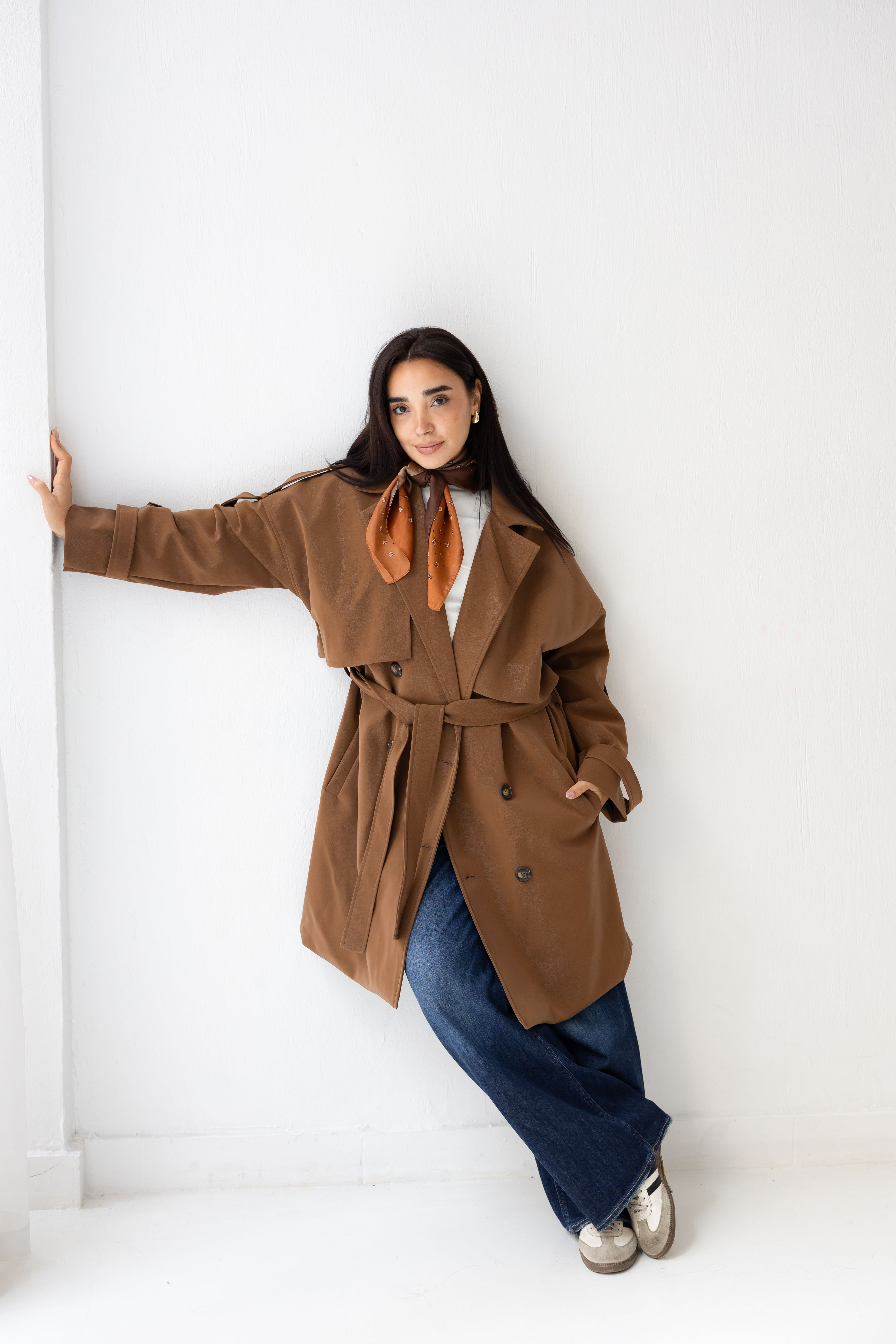 Long leather coat In brown