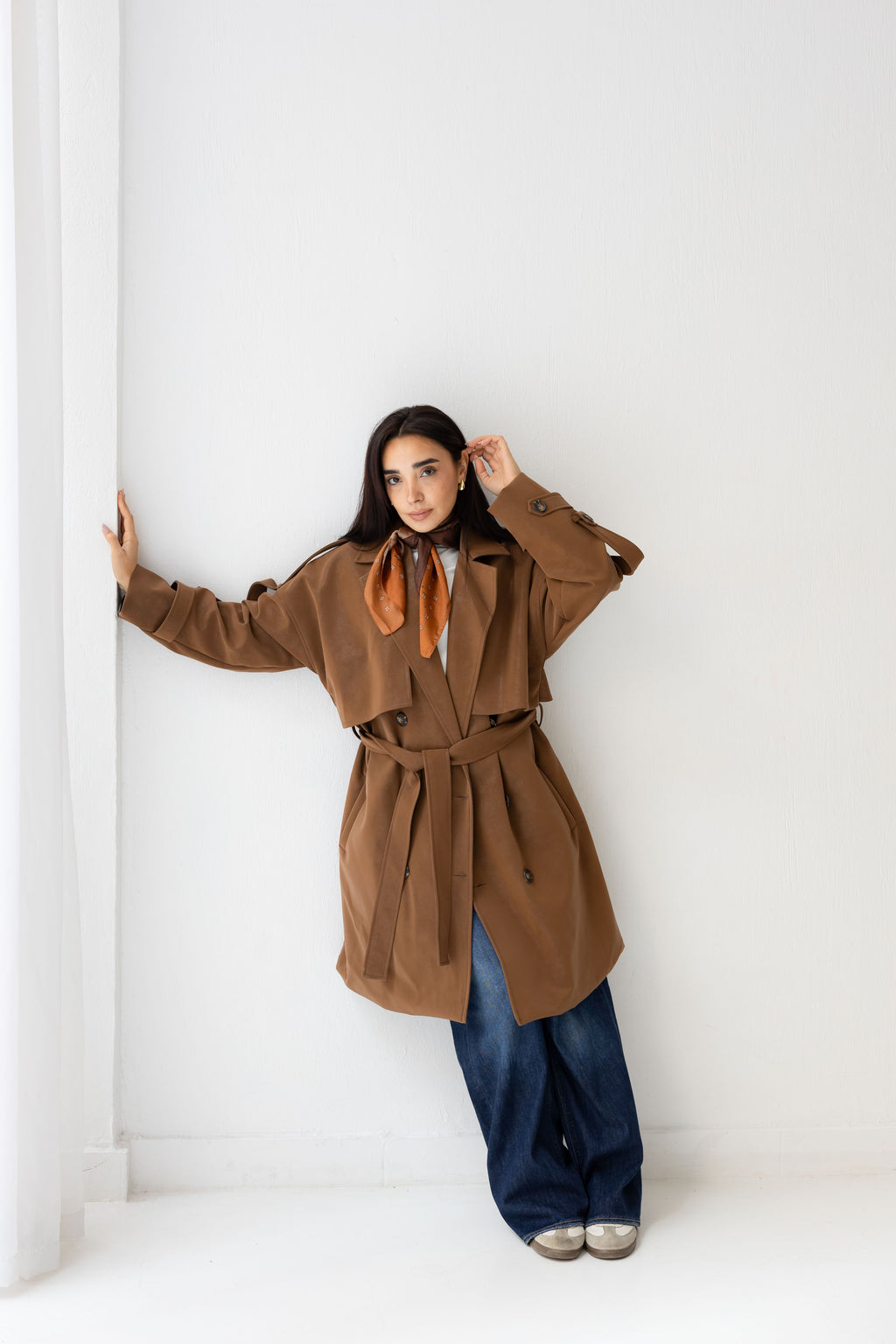 Long leather coat In brown