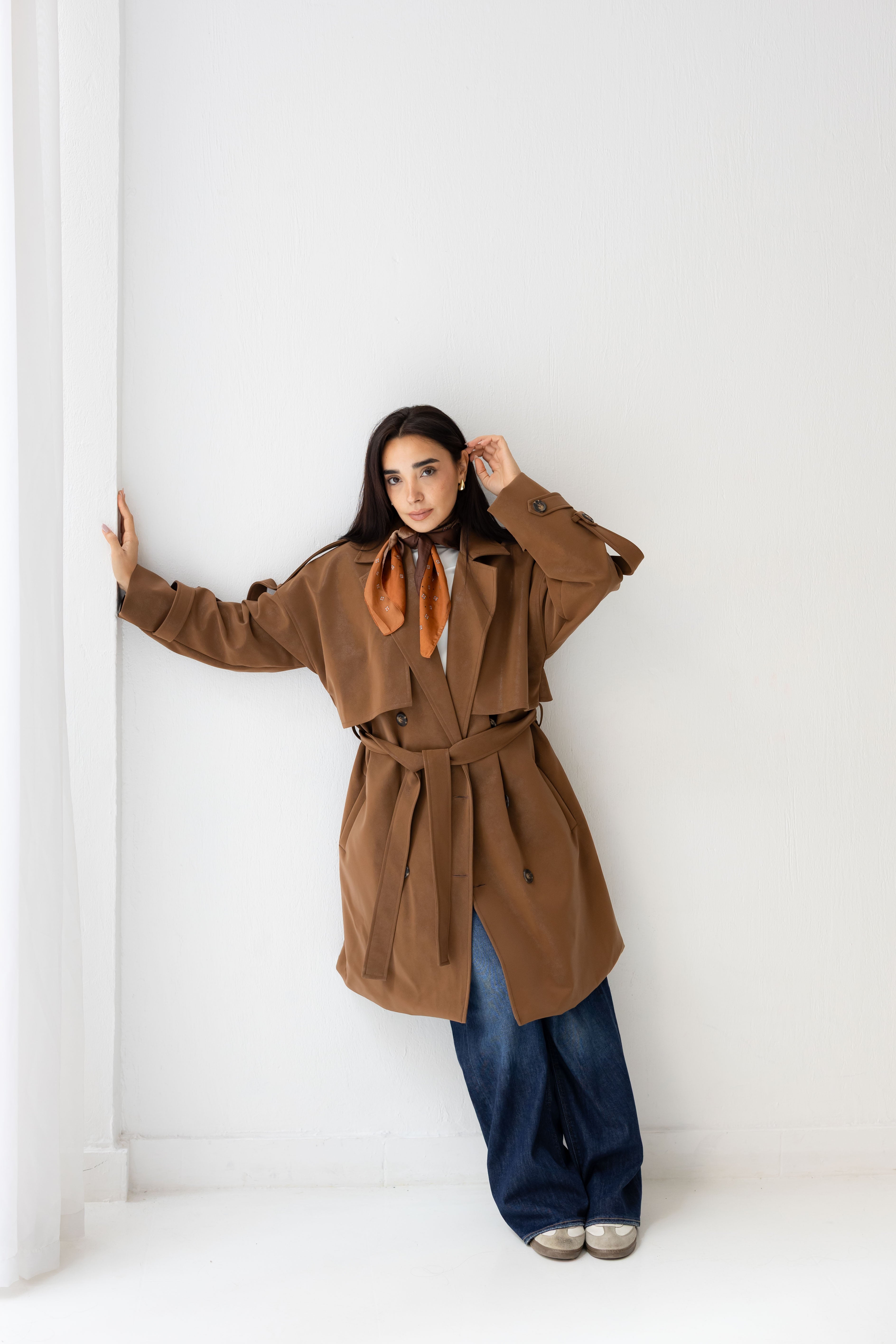 Long leather coat In brown