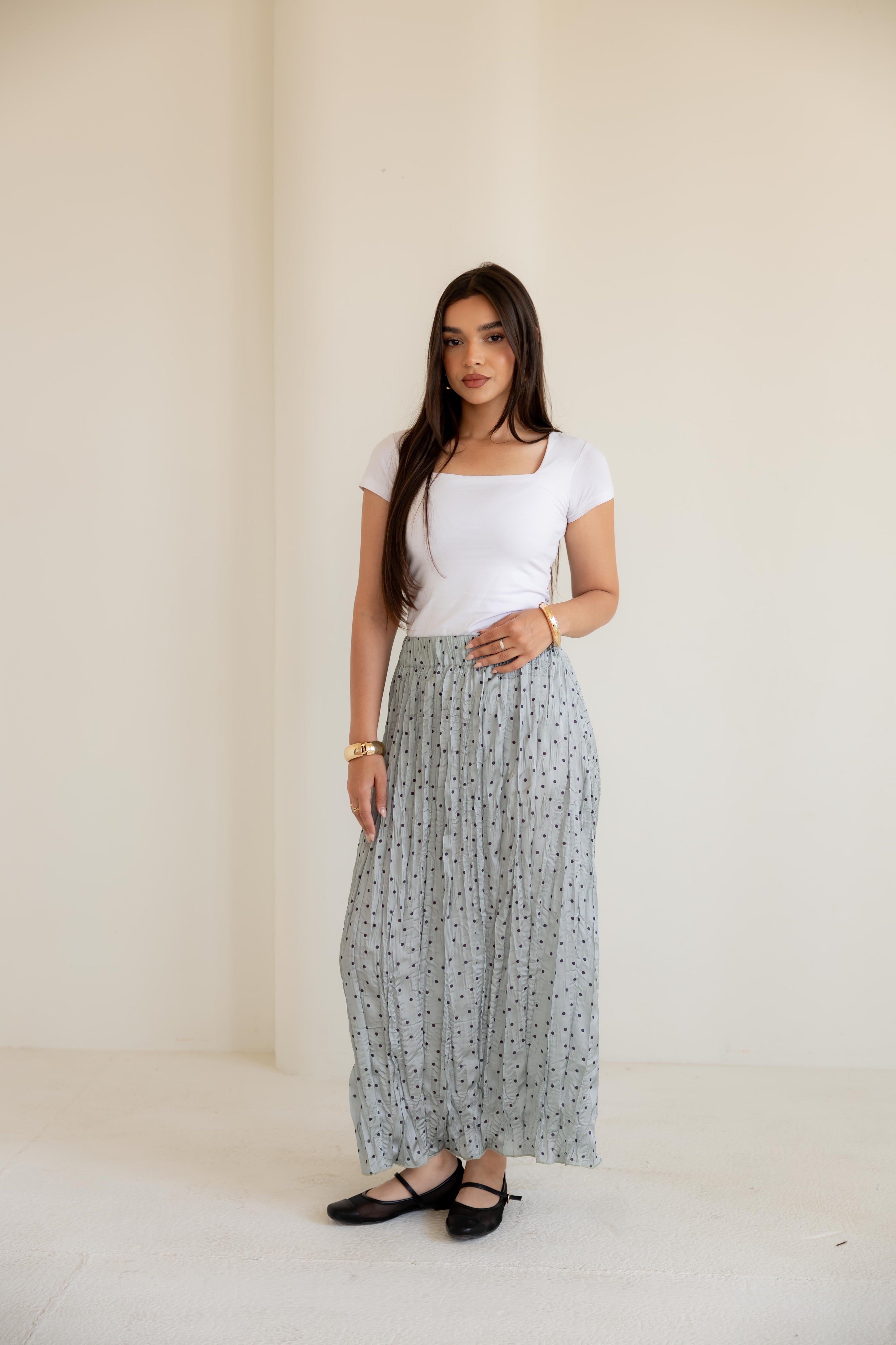 Crushed polka dots skirt in mint