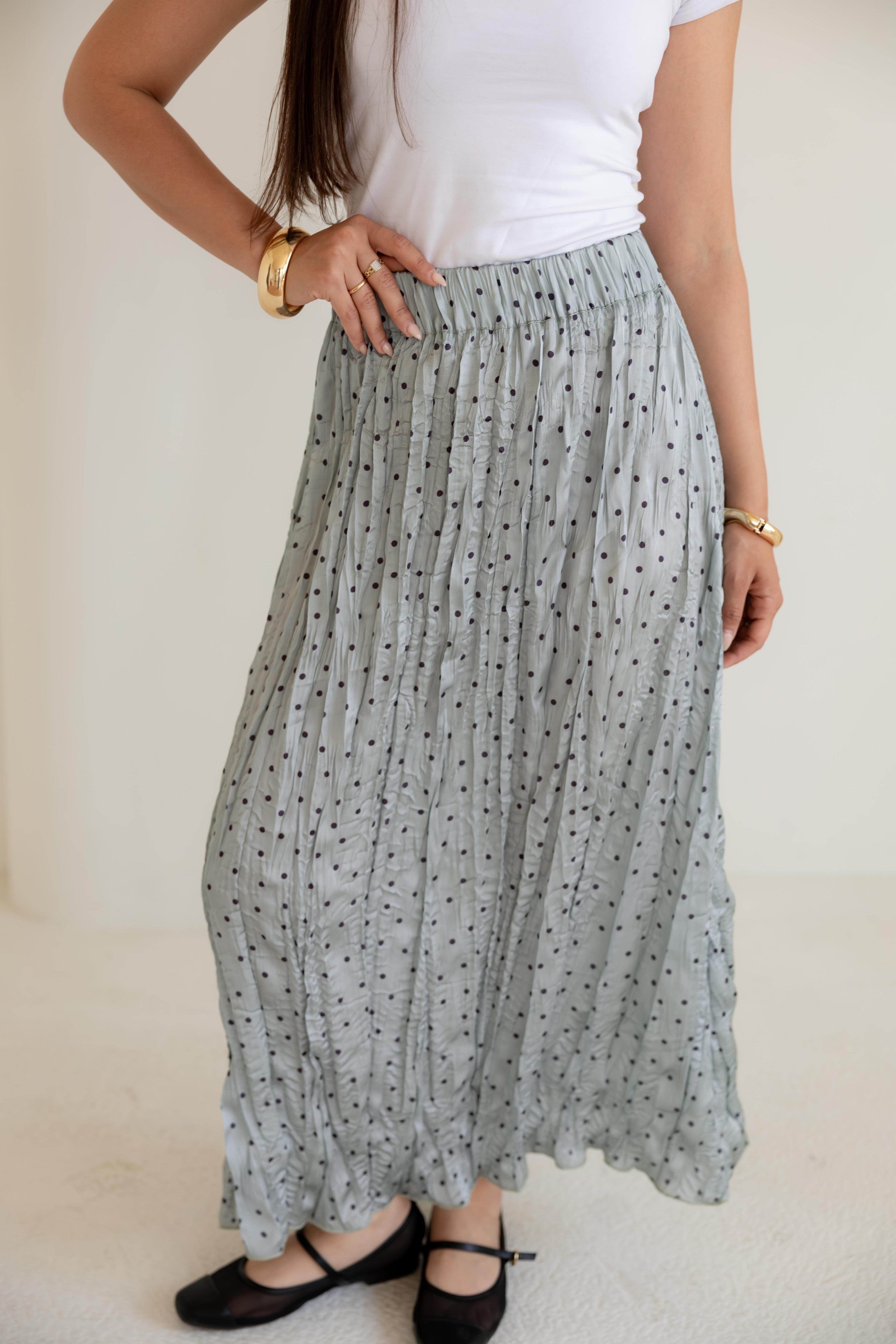 Crushed polka dots skirt in mint