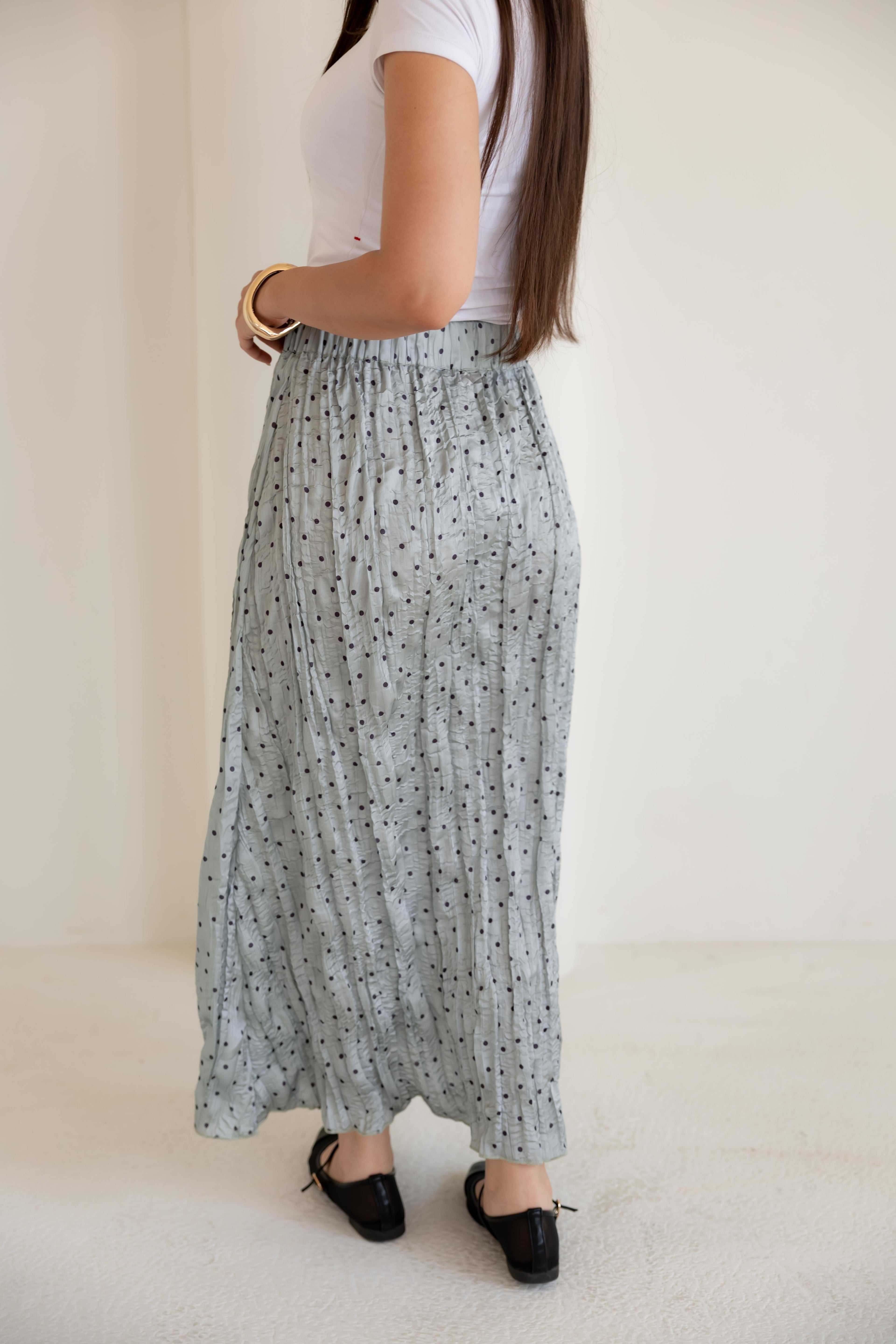 Crushed polka dots skirt in mint