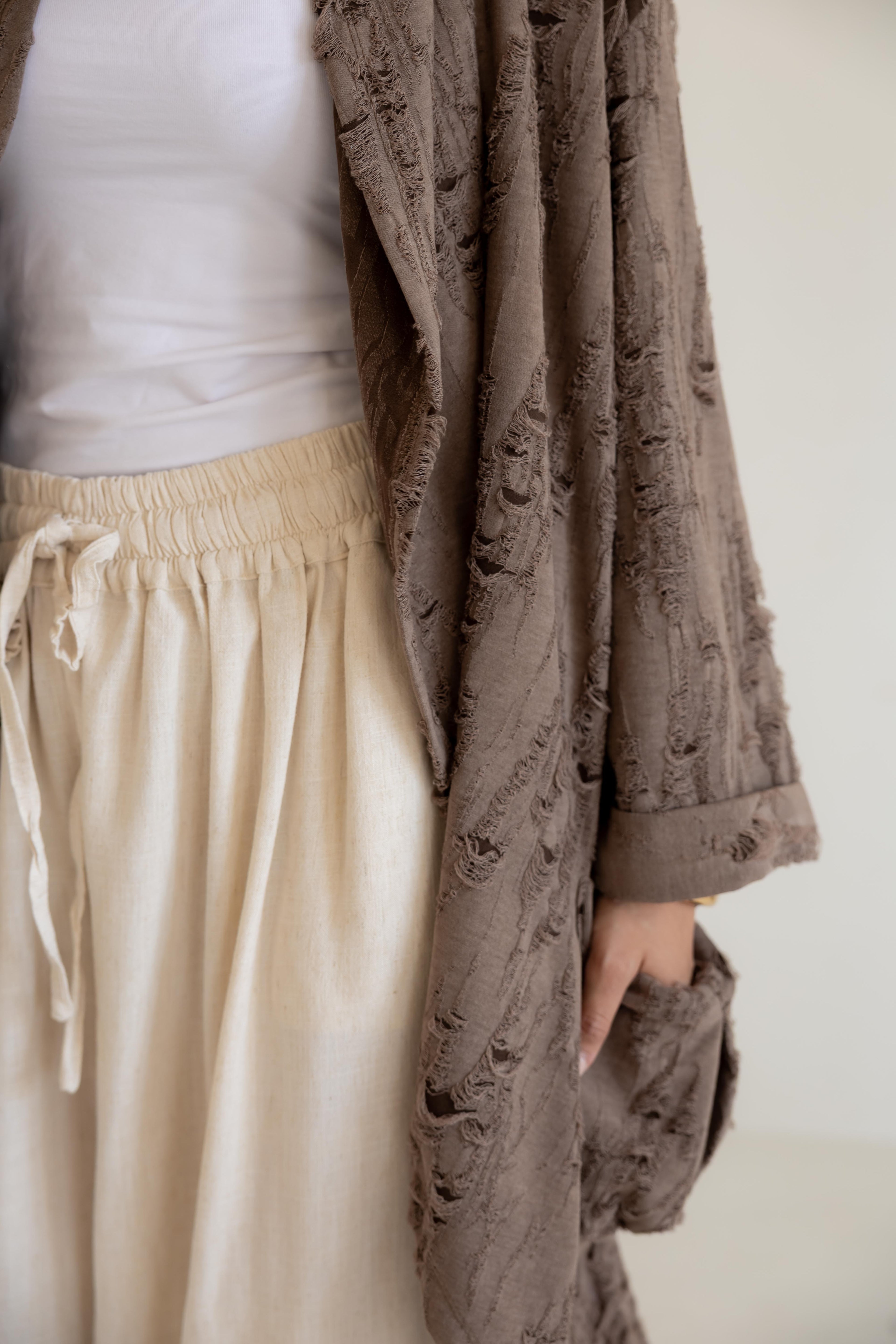 High-low cardigan in brown