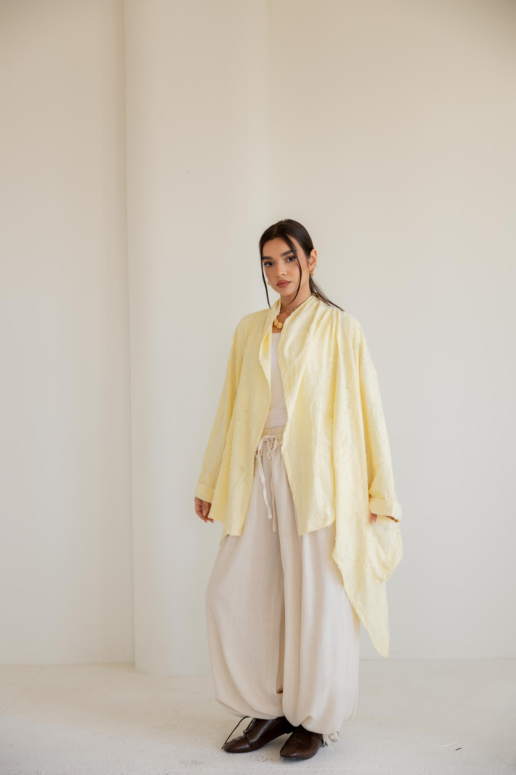High-Low cardigan in yellow