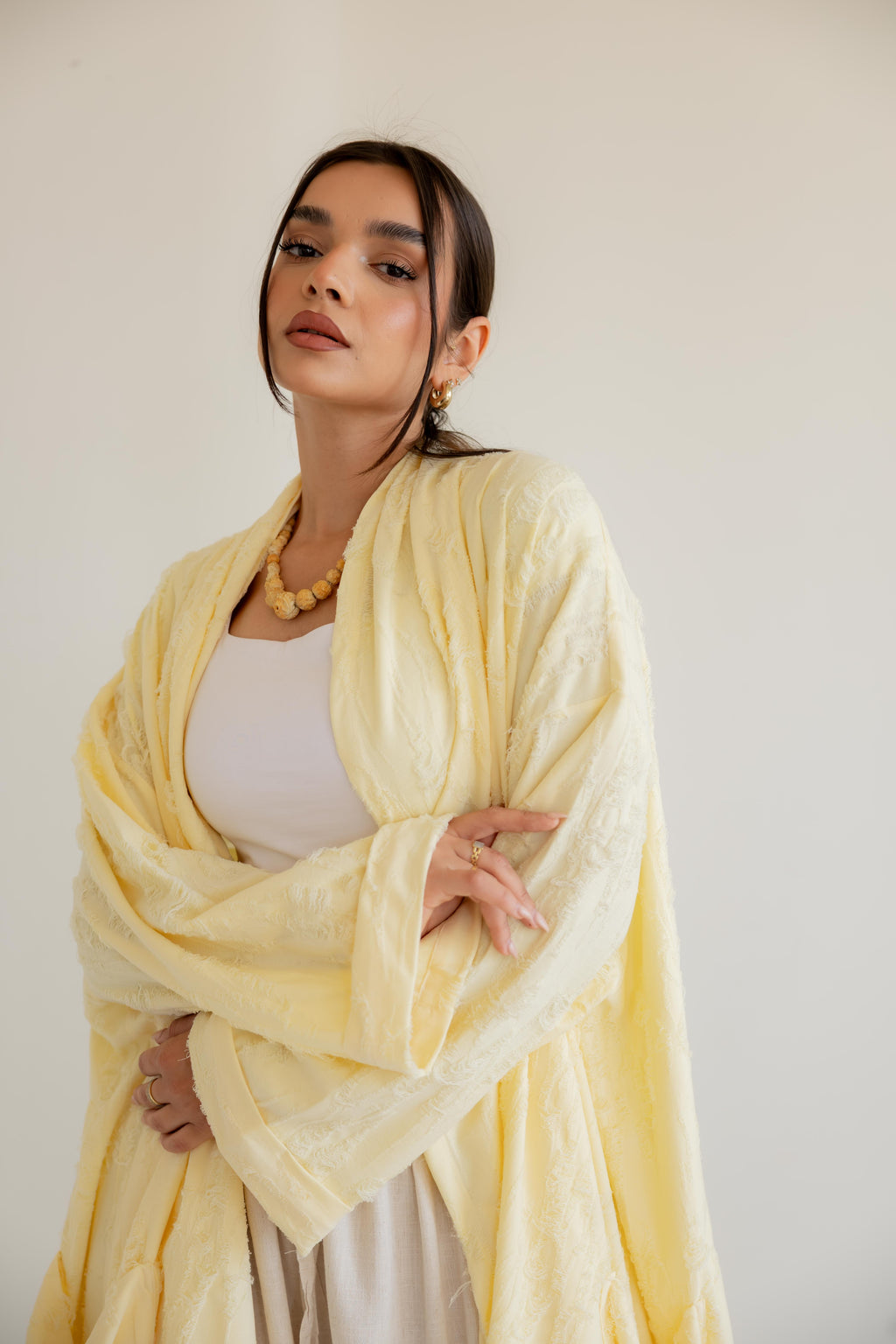 High-Low cardigan in yellow