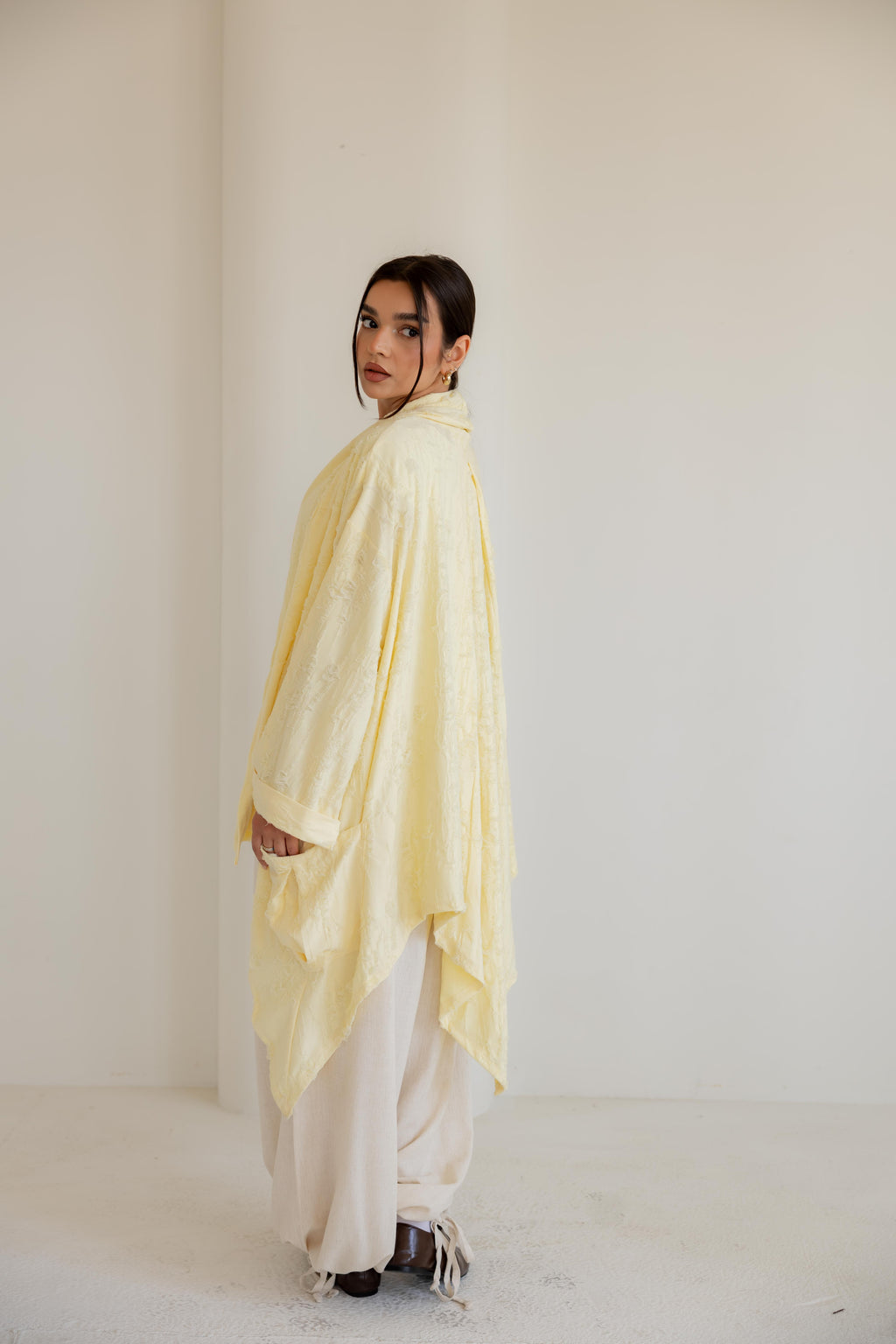 High-Low cardigan in yellow