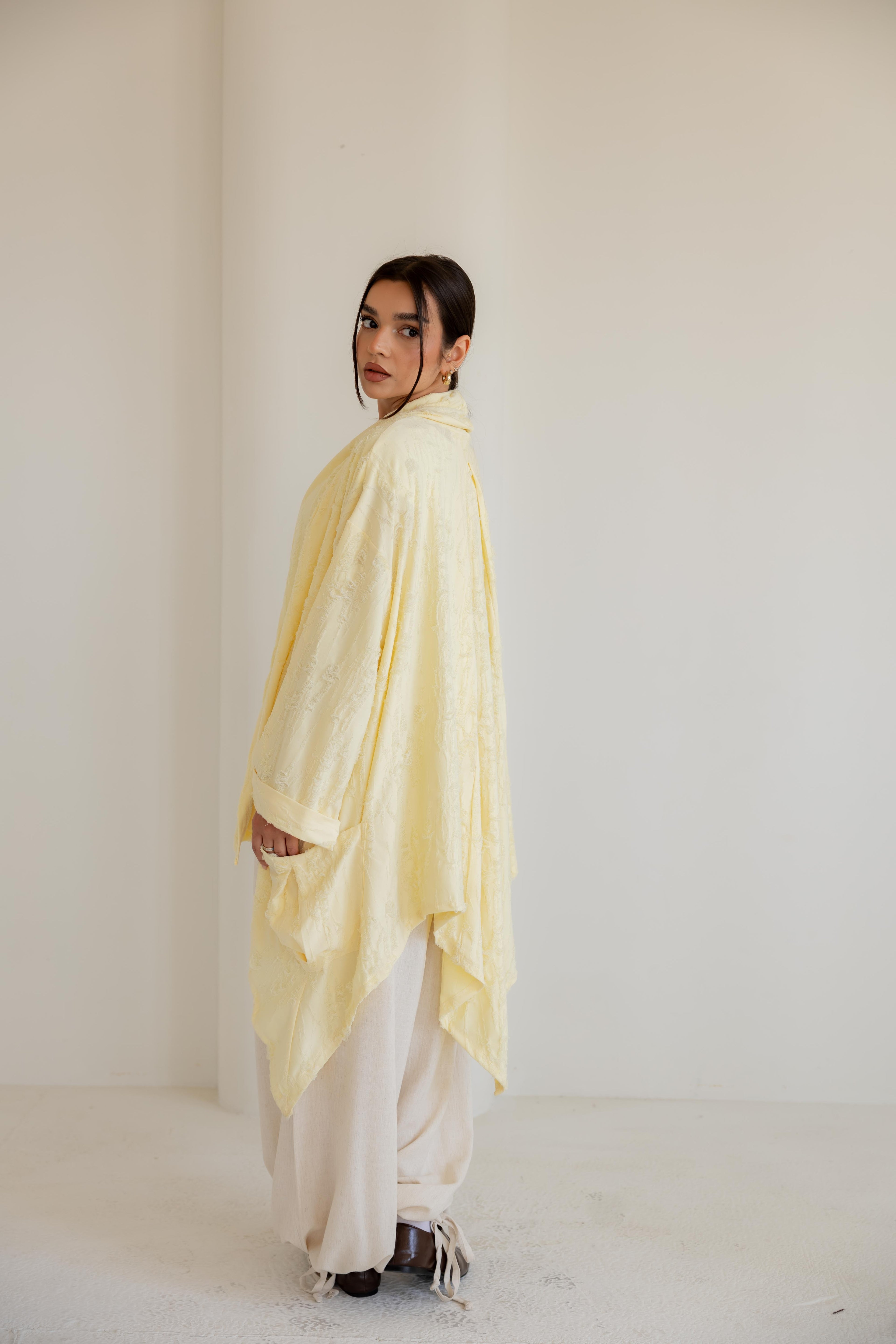 High-Low cardigan in yellow