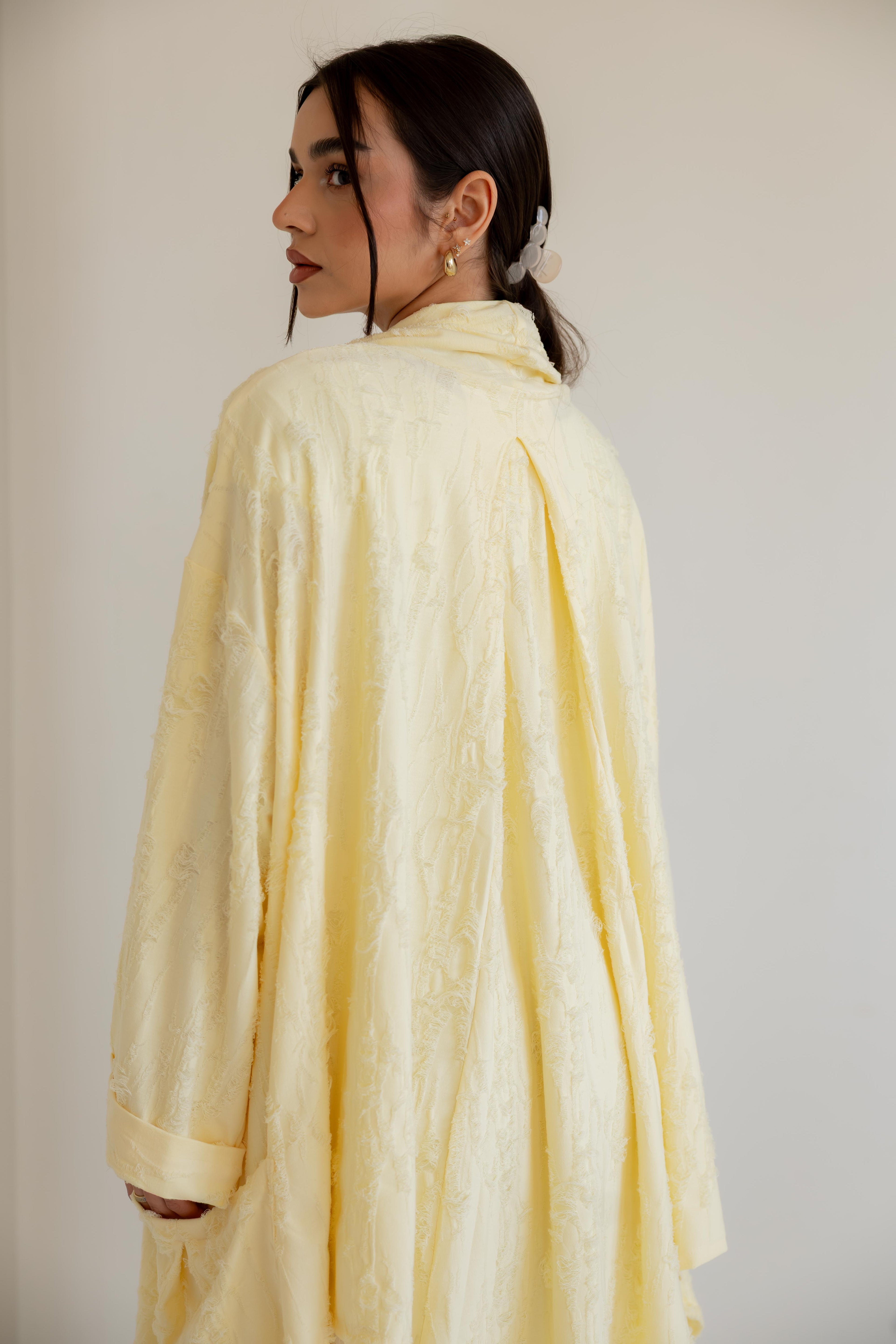 High-Low cardigan in yellow
