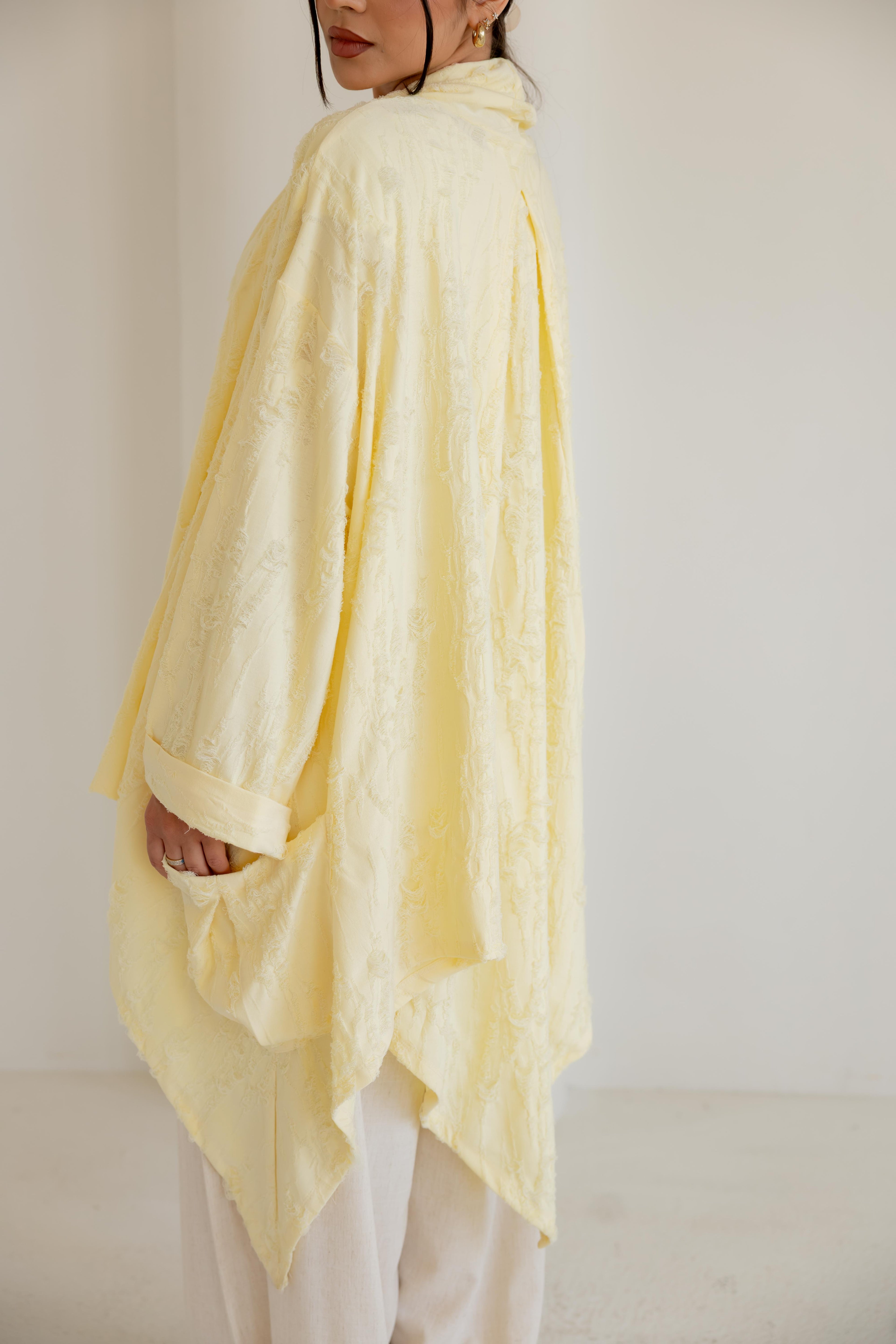 High-Low cardigan in yellow