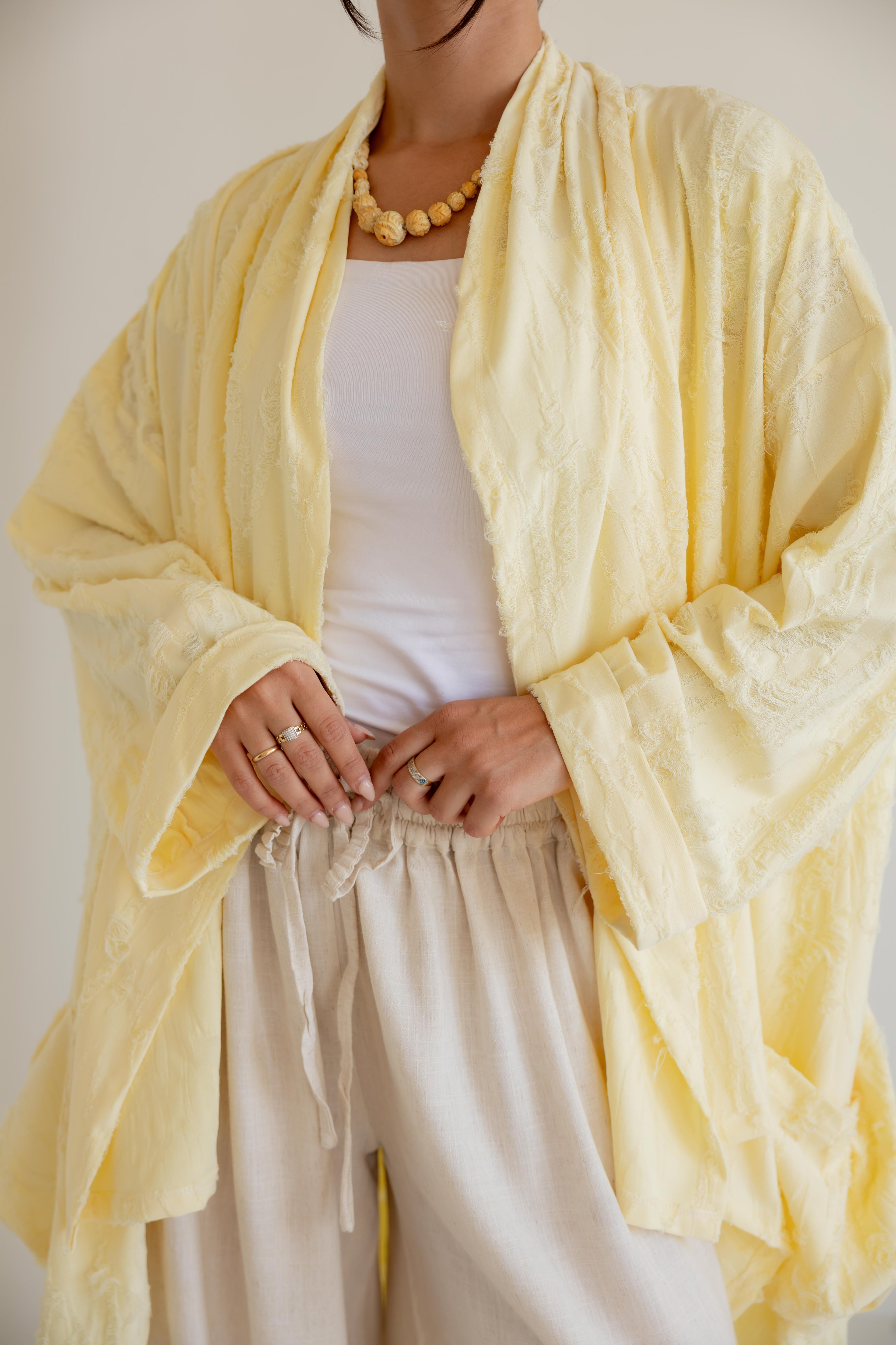High-Low cardigan in yellow