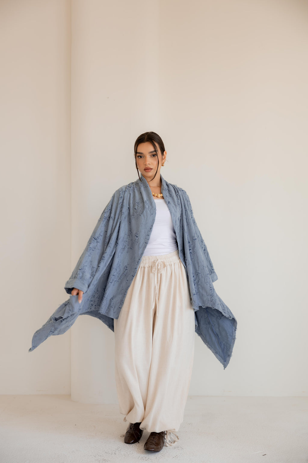 High-Low Cardigan in blue