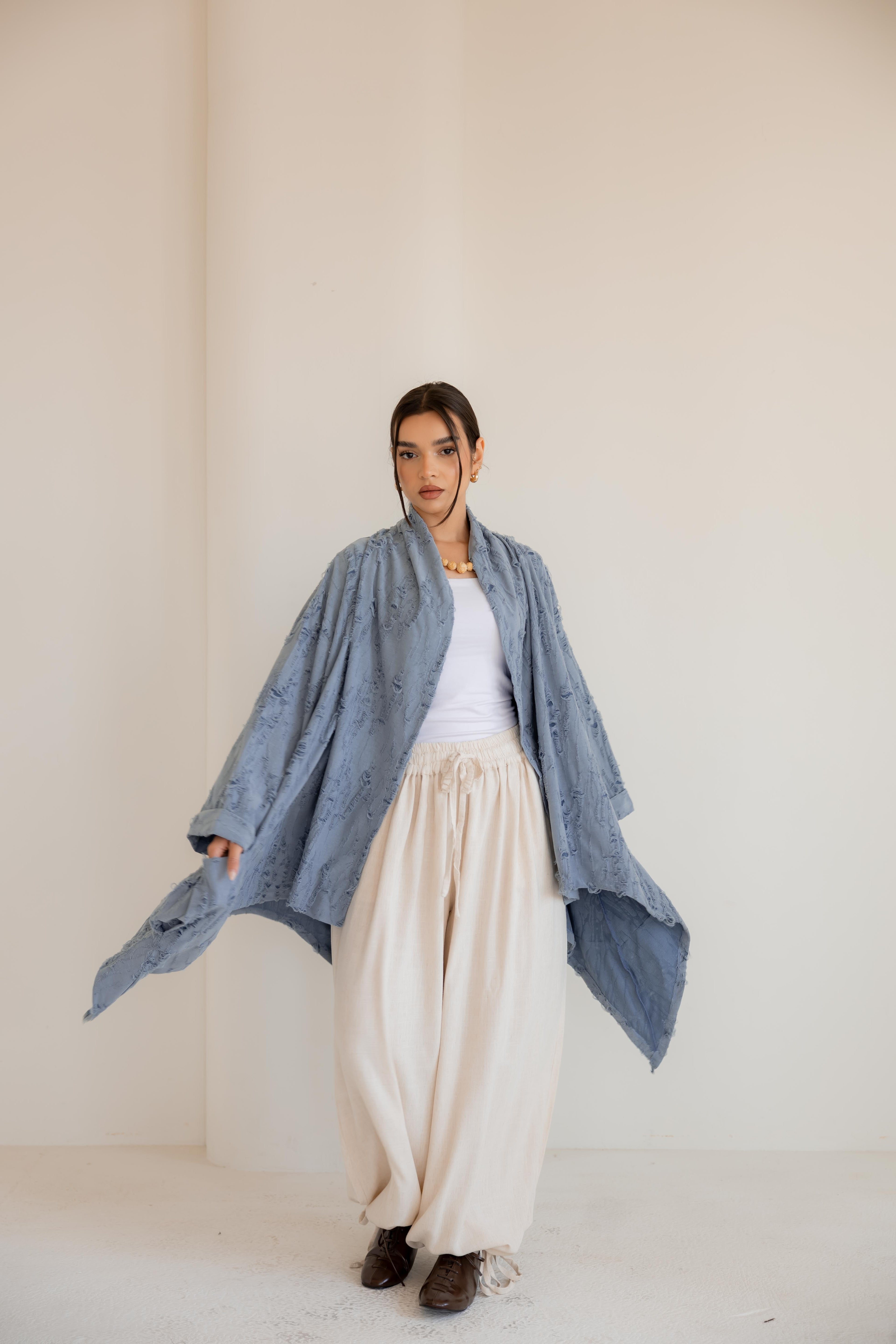 High-Low Cardigan in blue