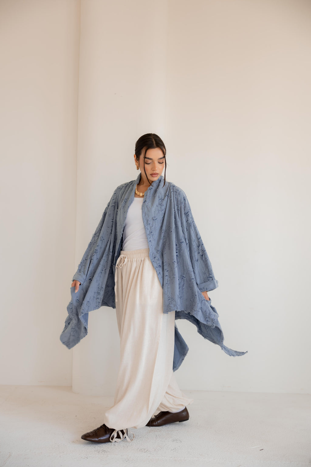 High-Low Cardigan in blue