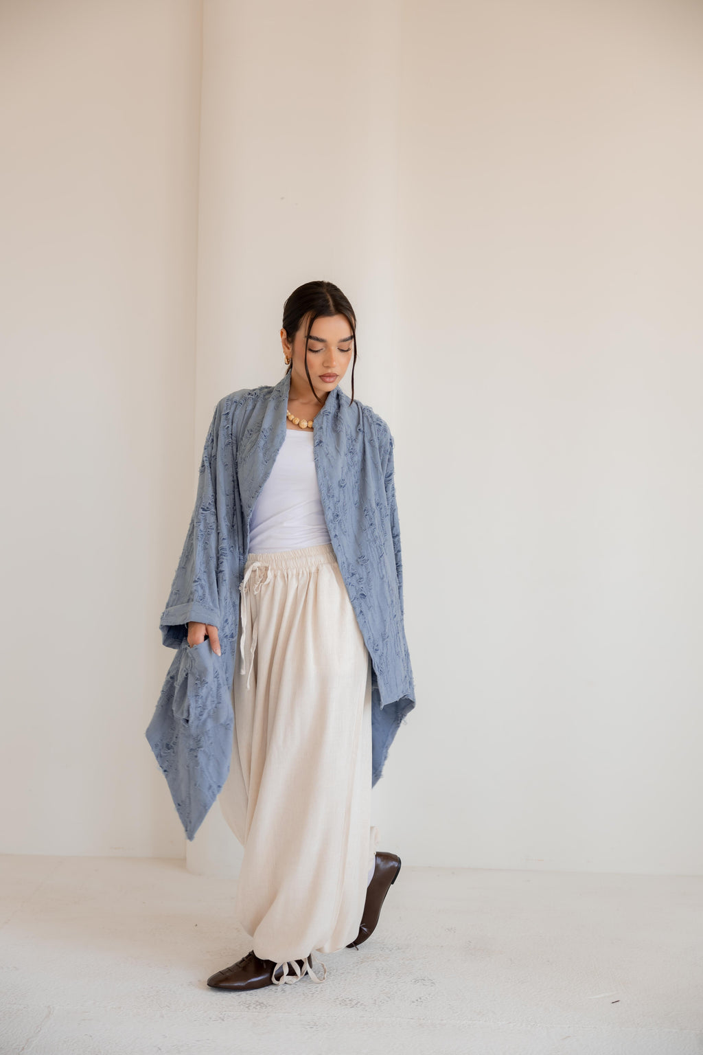 High-Low Cardigan in blue
