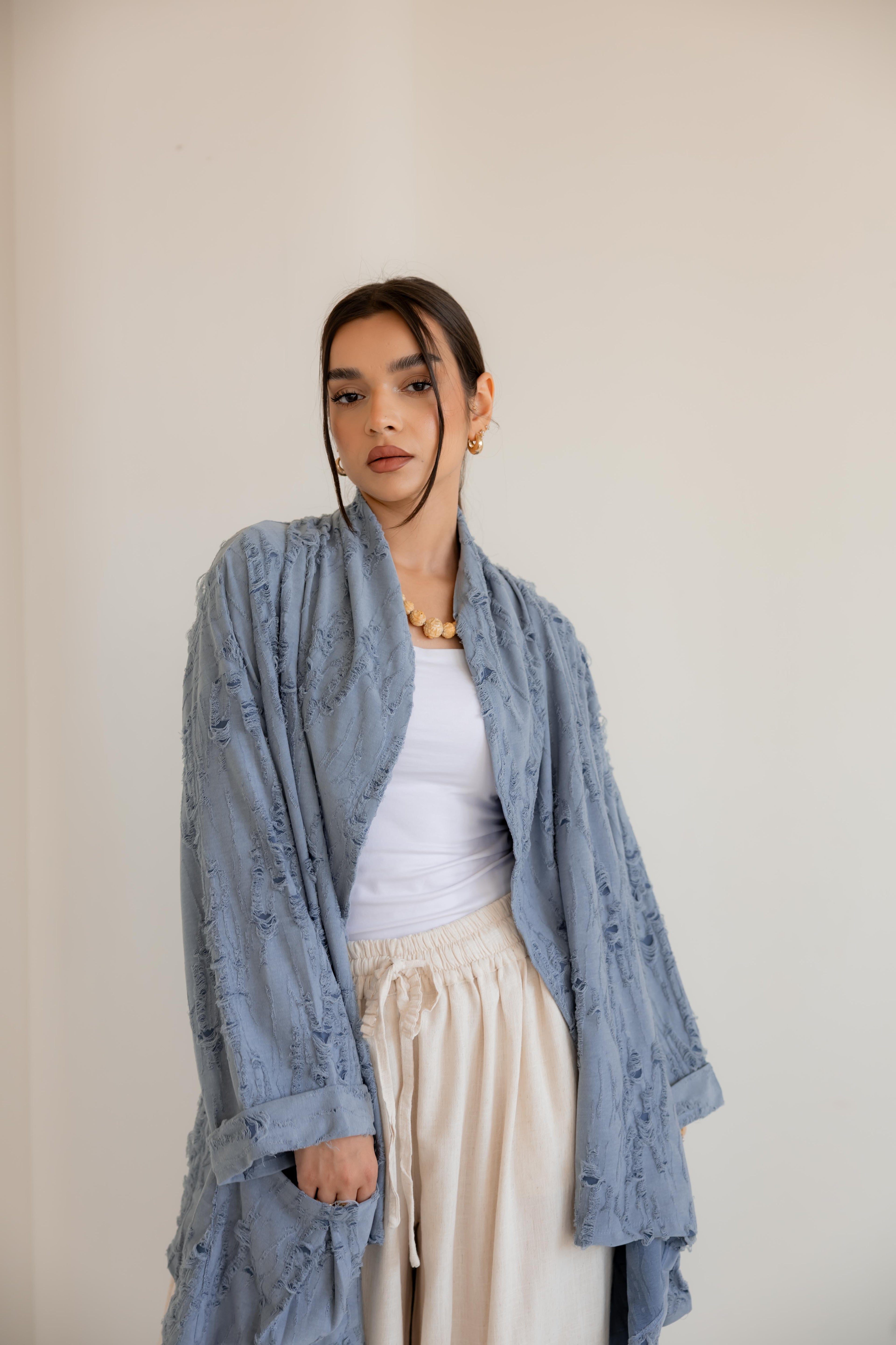 High-Low Cardigan in blue