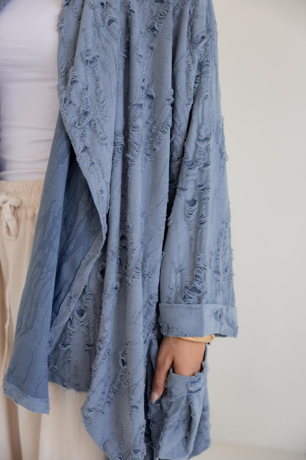 High-Low Cardigan in blue