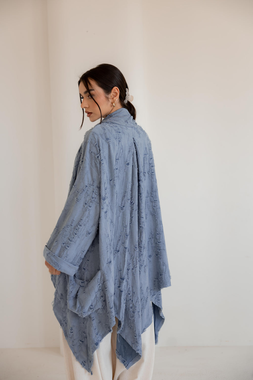 High-Low Cardigan in blue