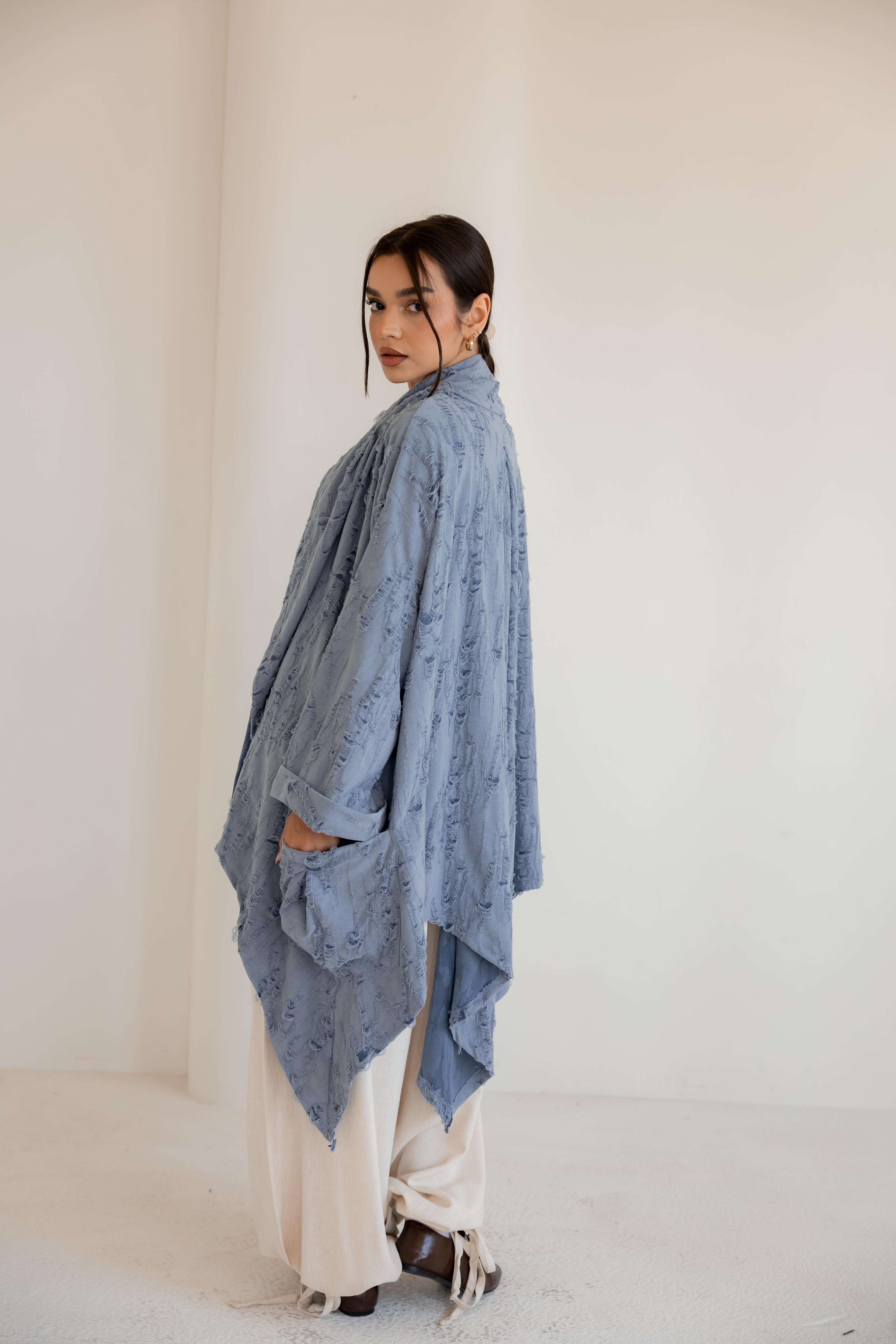 High-Low Cardigan in blue