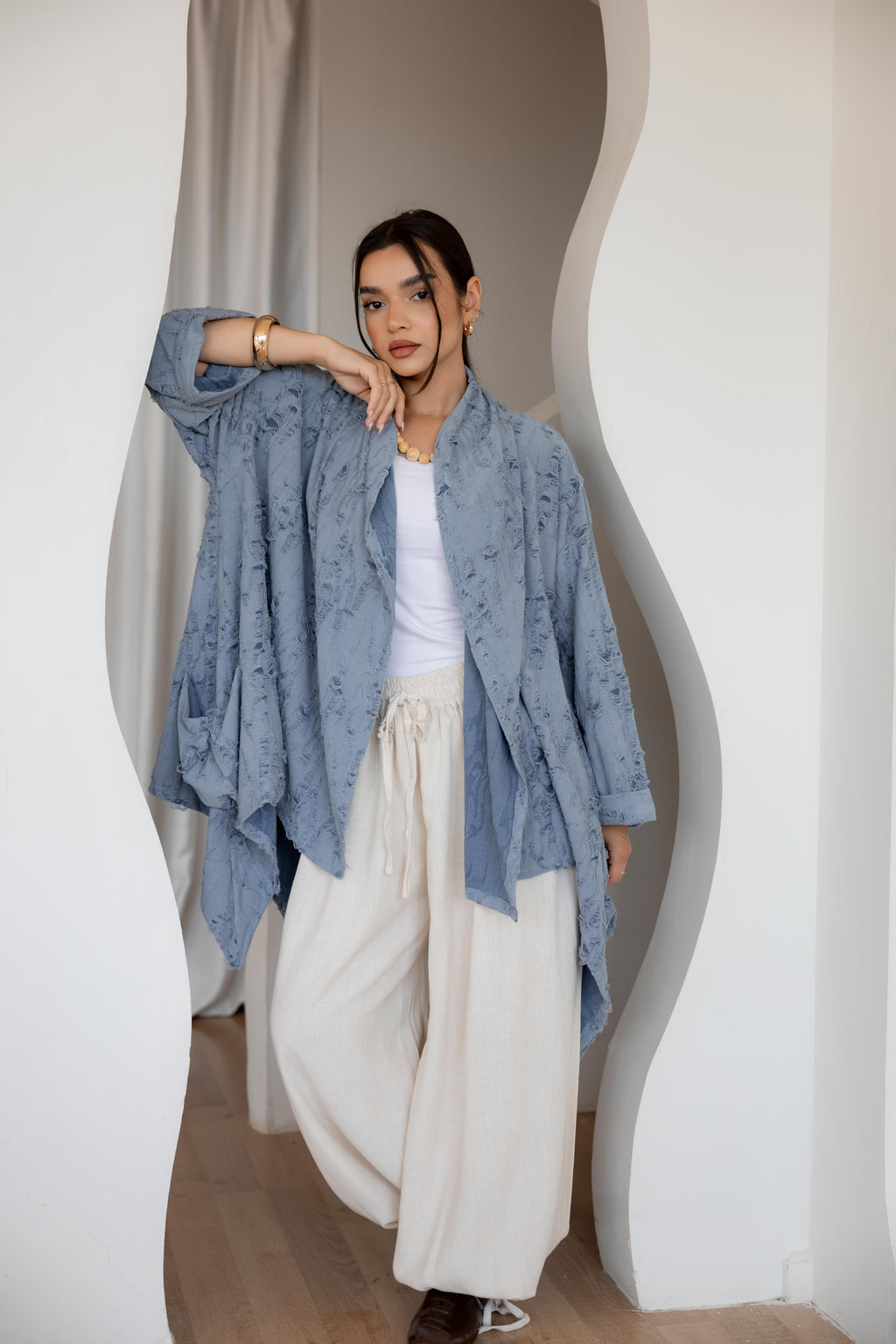 High-Low Cardigan in blue