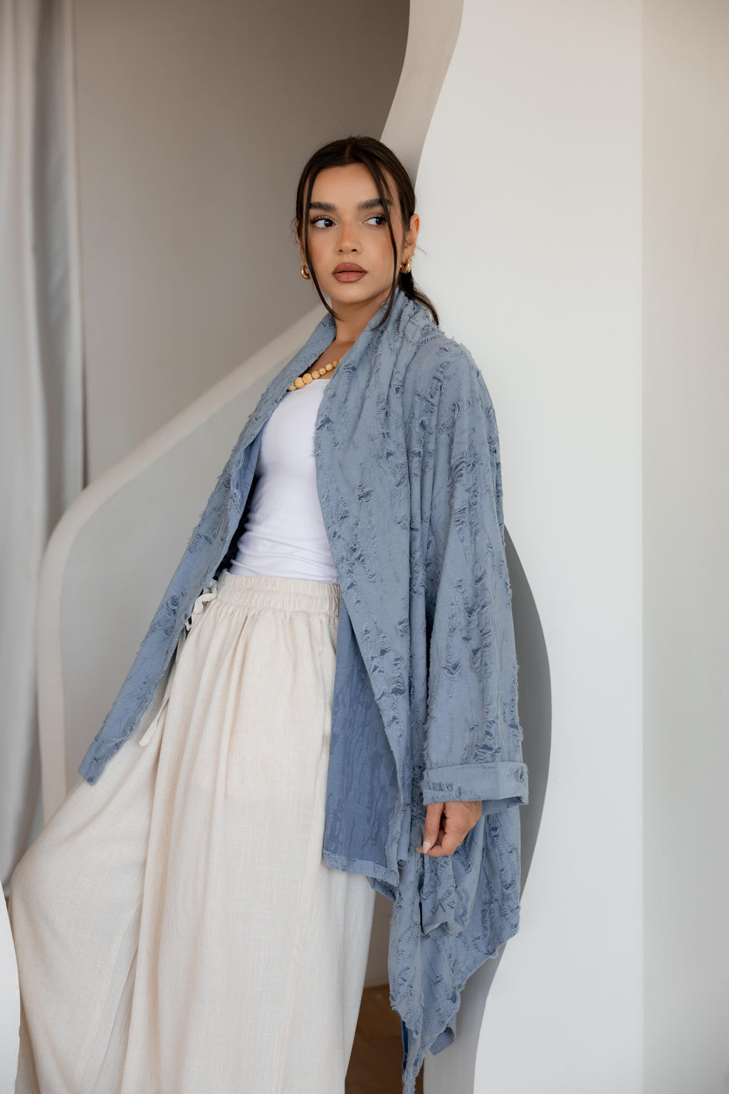 High-Low Cardigan in blue
