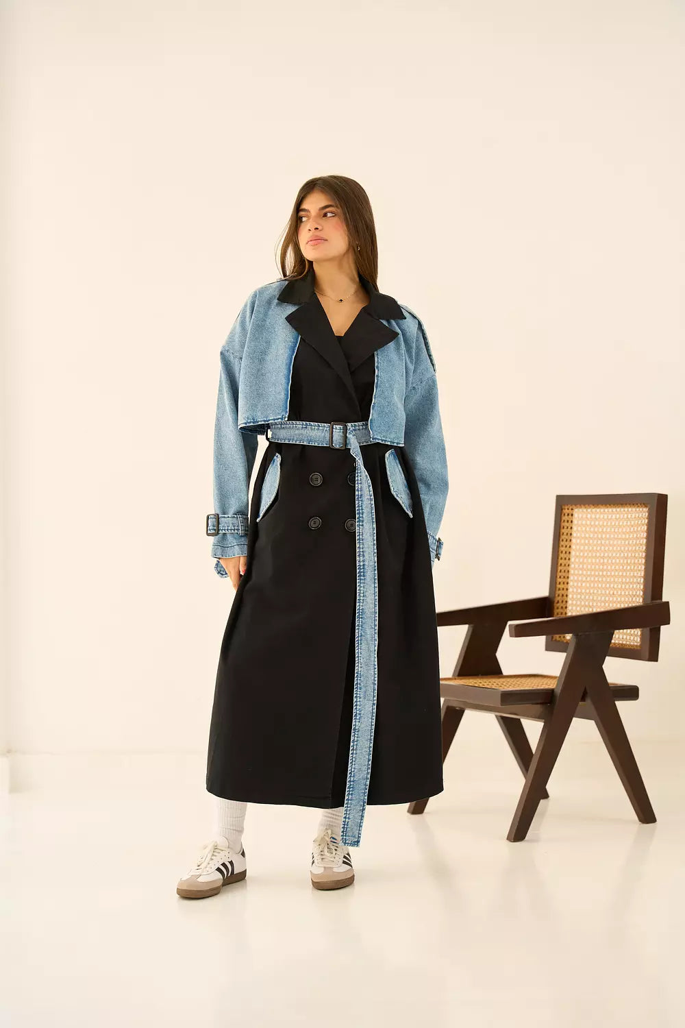 Deni-Trench Coat in black