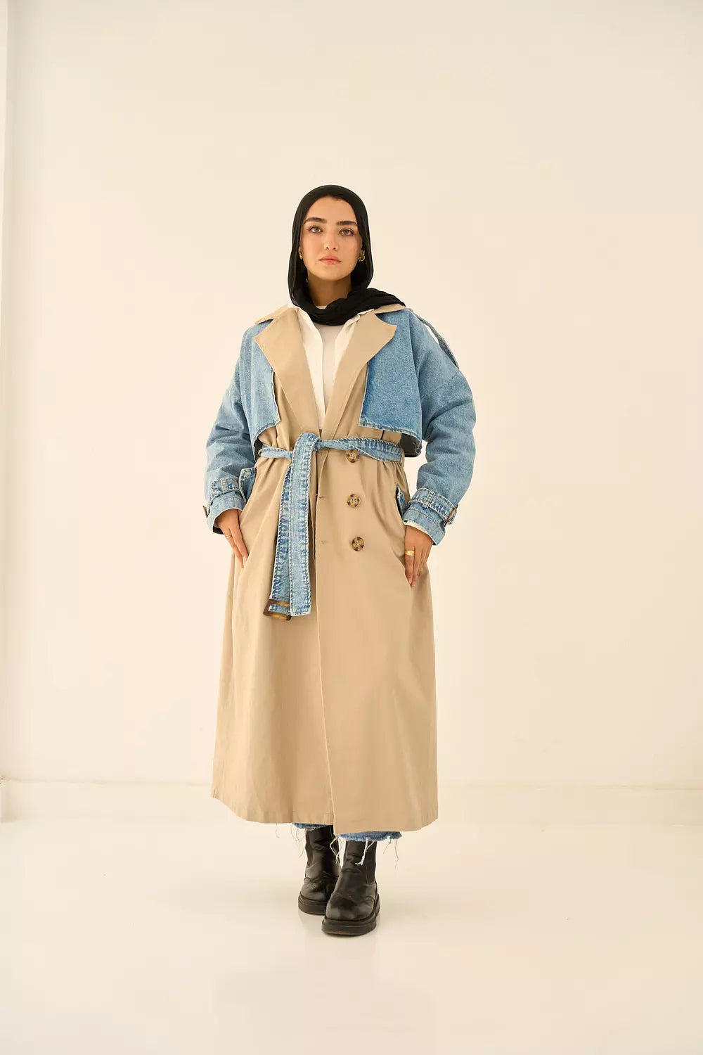 Deni-Trench Coat in beige